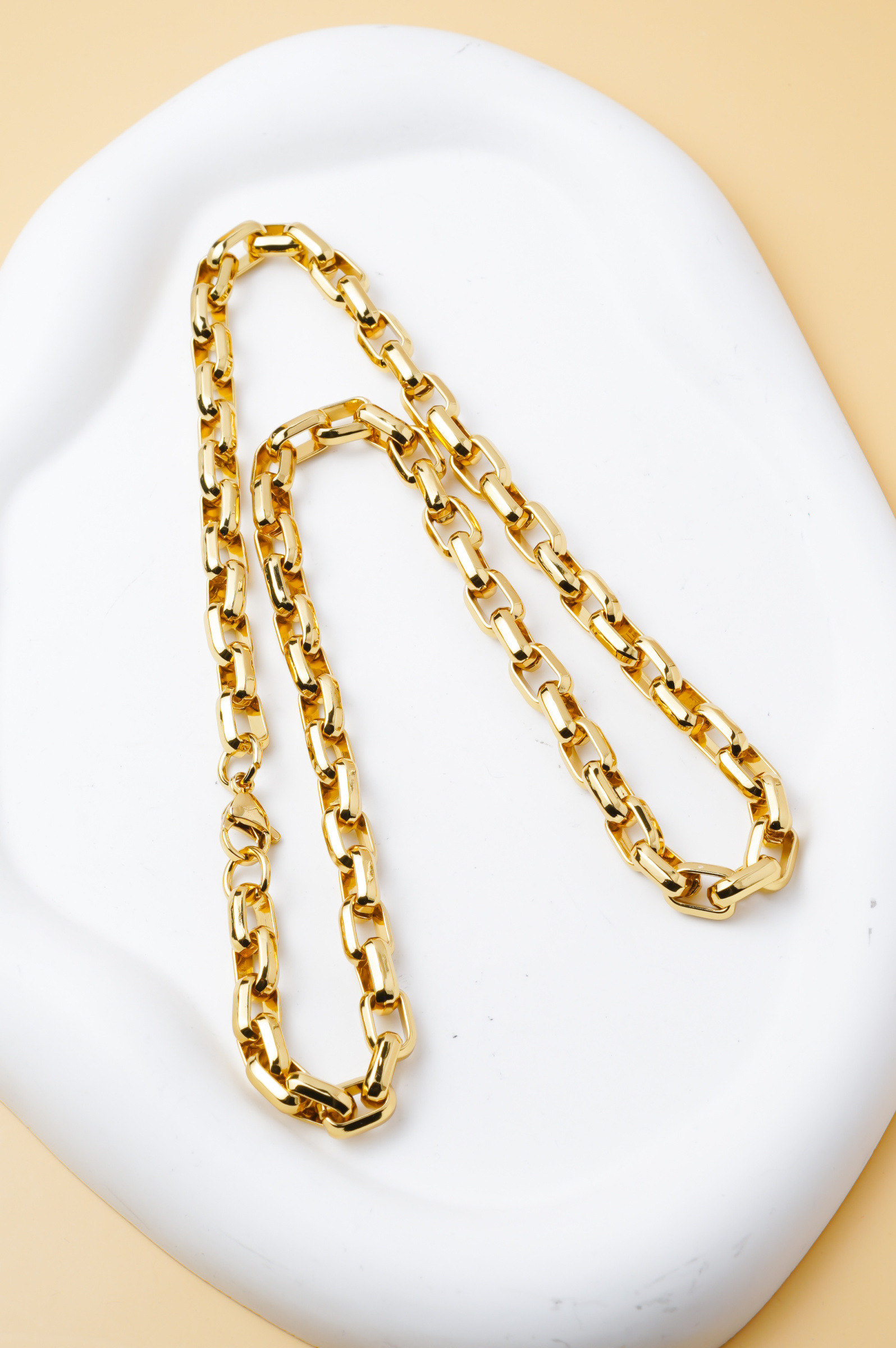 Grossista Ceramik - Collana uomo in acciaio inox dorato catena 8 mm – 55 cm – collana a maglie larghe – gioiello uomo elegante e alla moda