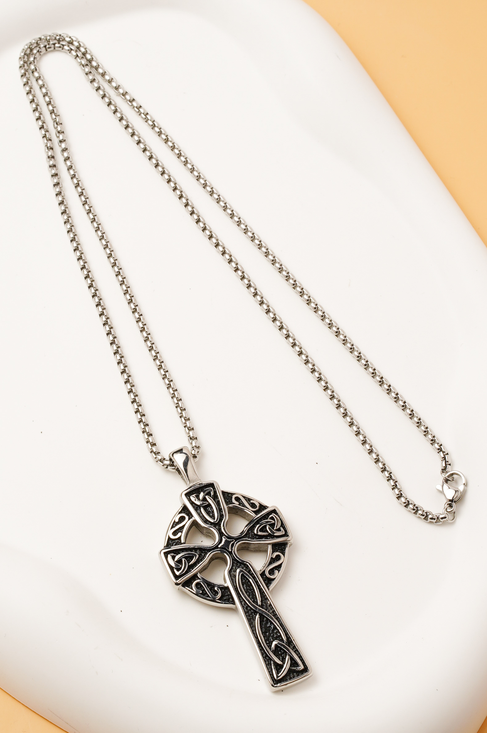 Wholesaler Ceramik - Men's Necklace – Engraved Celtic Cross – 55 cm Chain & 5 cm Pendant