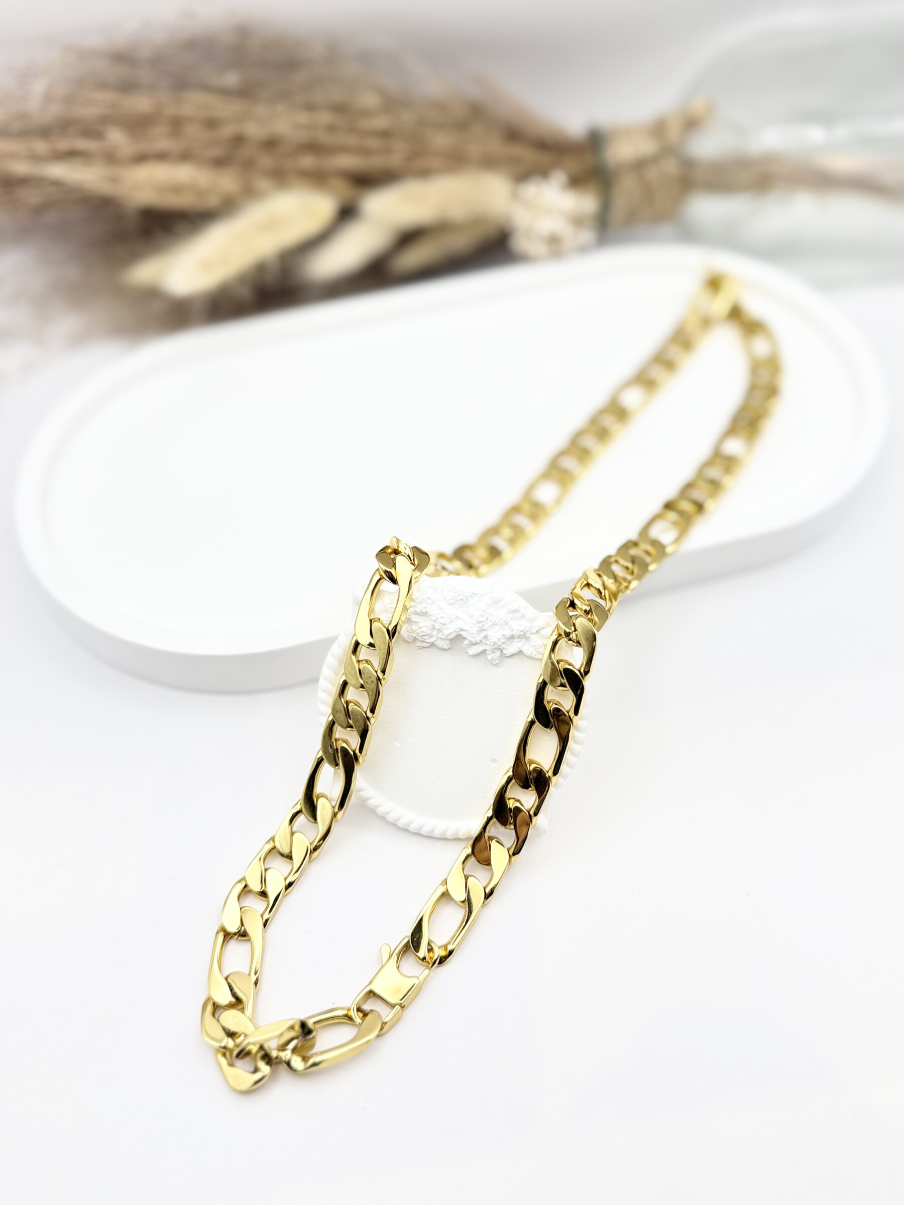 Wholesaler Ceramik - Round Palm Tree Mesh Necklace Stainless Steel Chain width 5-7MM 60CM