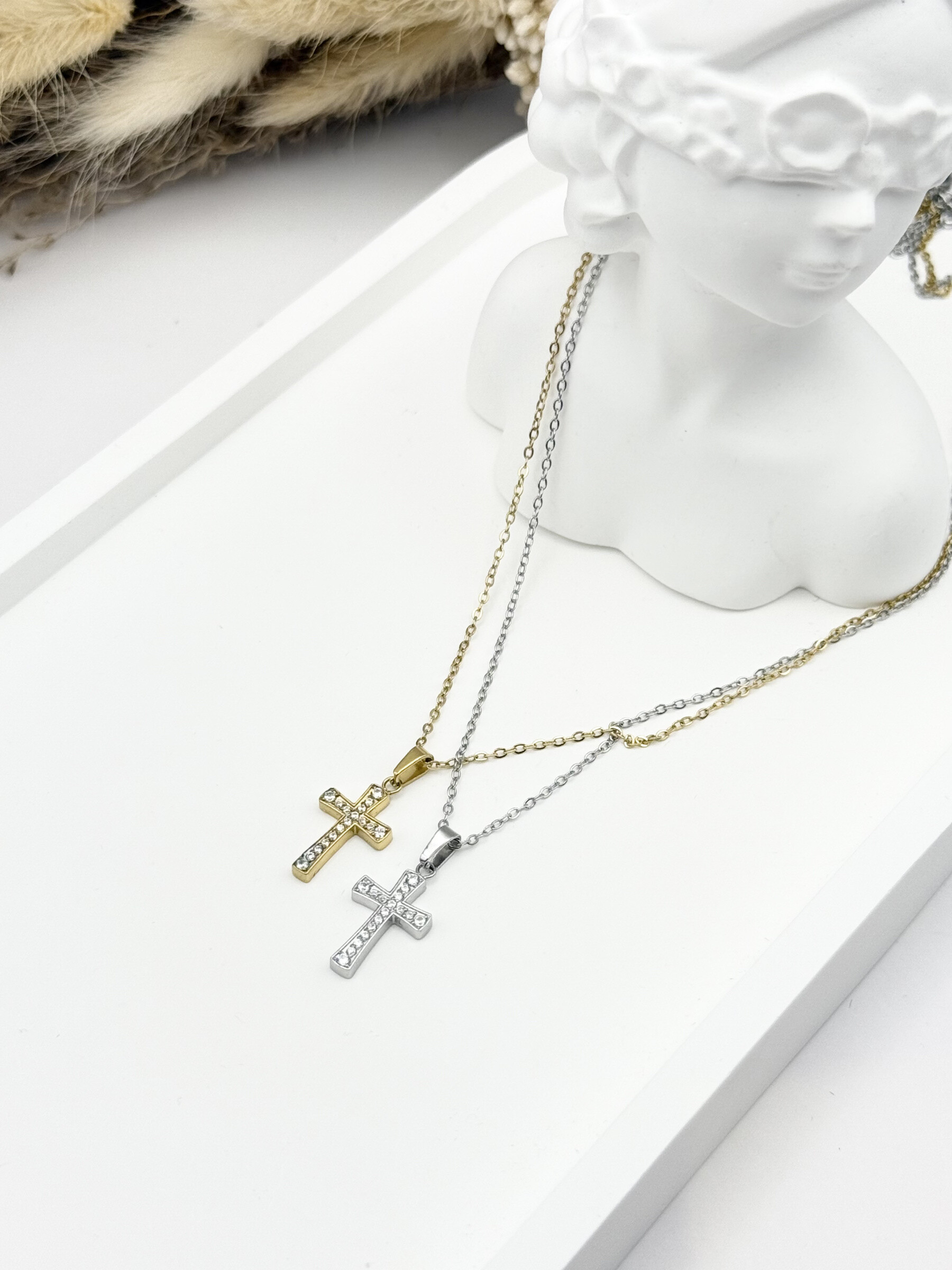 Wholesaler Ceramik - Stainless steel necklace with pendant rhinestones