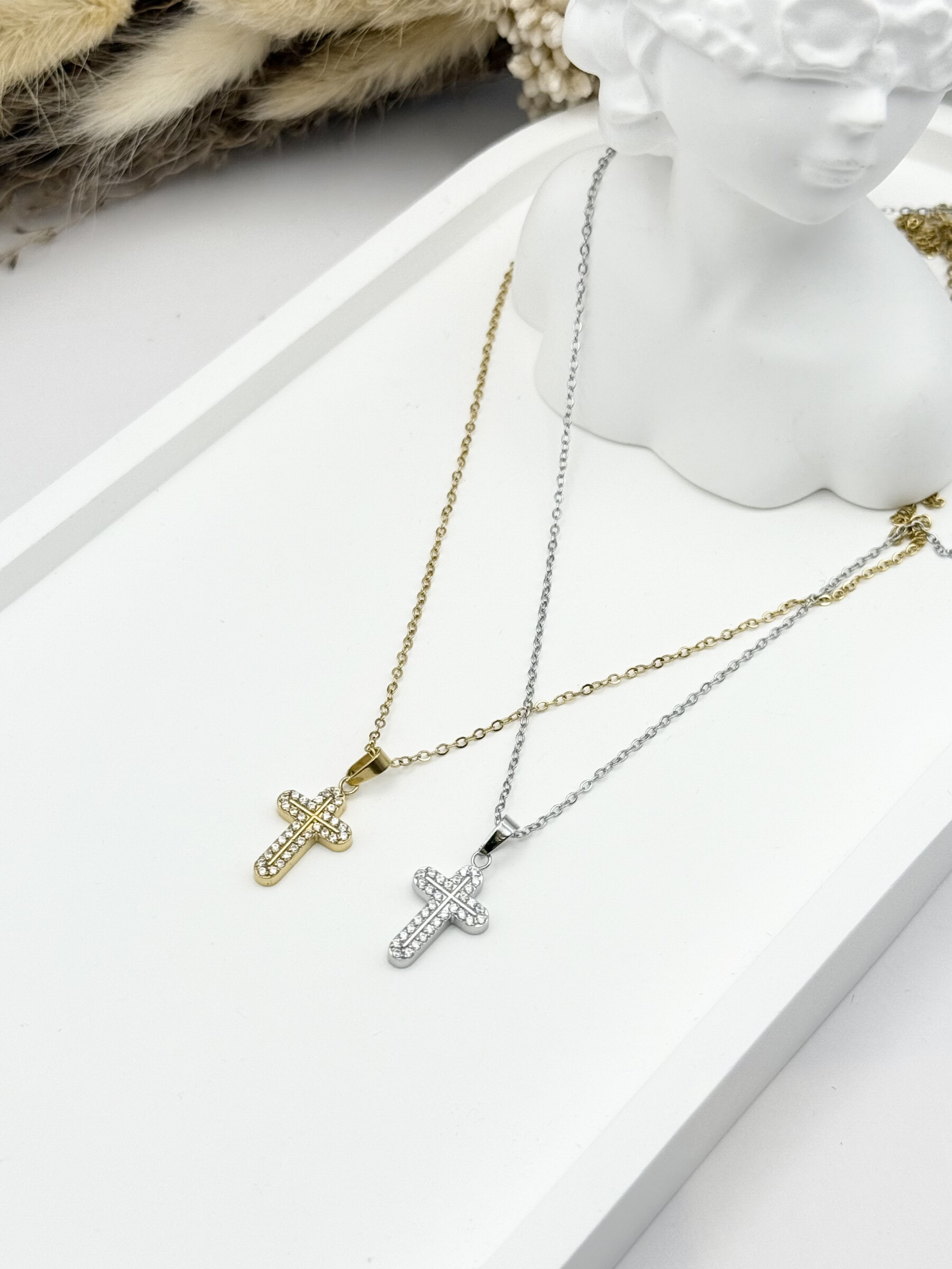 Wholesaler Ceramik - Stainless steel necklace with pendant rhinestones