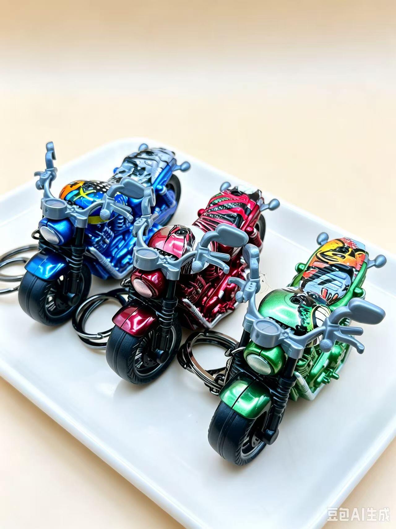 Wholesaler Ceramik - Miniature custom motorcycle keychain with graffiti design