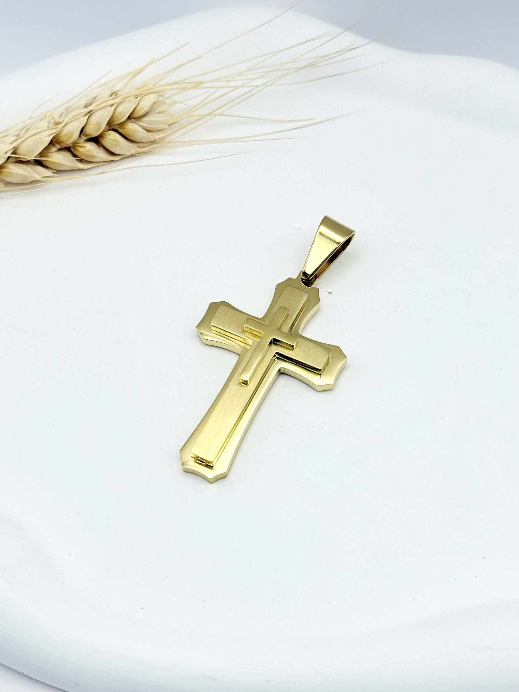 Wholesaler Ceramik - Golden stainless steel Christian cross pendant