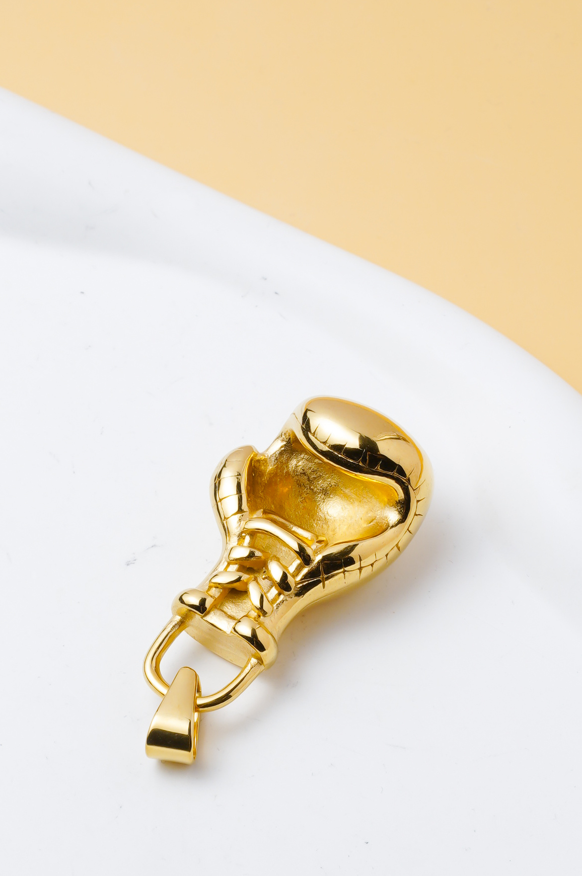 Wholesaler Ceramik - Men's gold boxing glove pendant in stainless steel – combat sport jewelry, streetwear style, WITHOUT chain