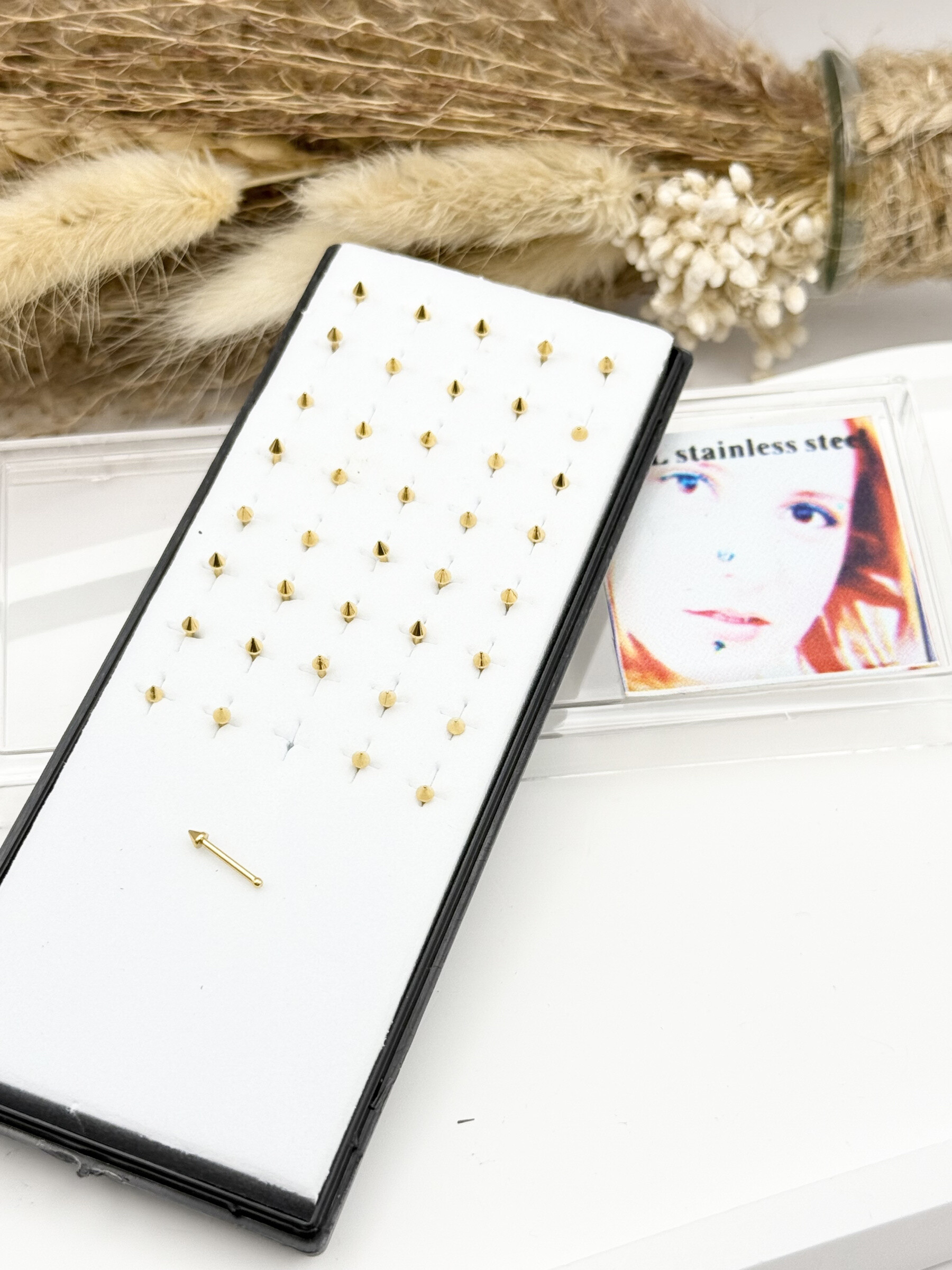 Grossiste Ceramik - Boîte de 40 Piercings de Nez  Acier Inoxydable, Tige 9mm