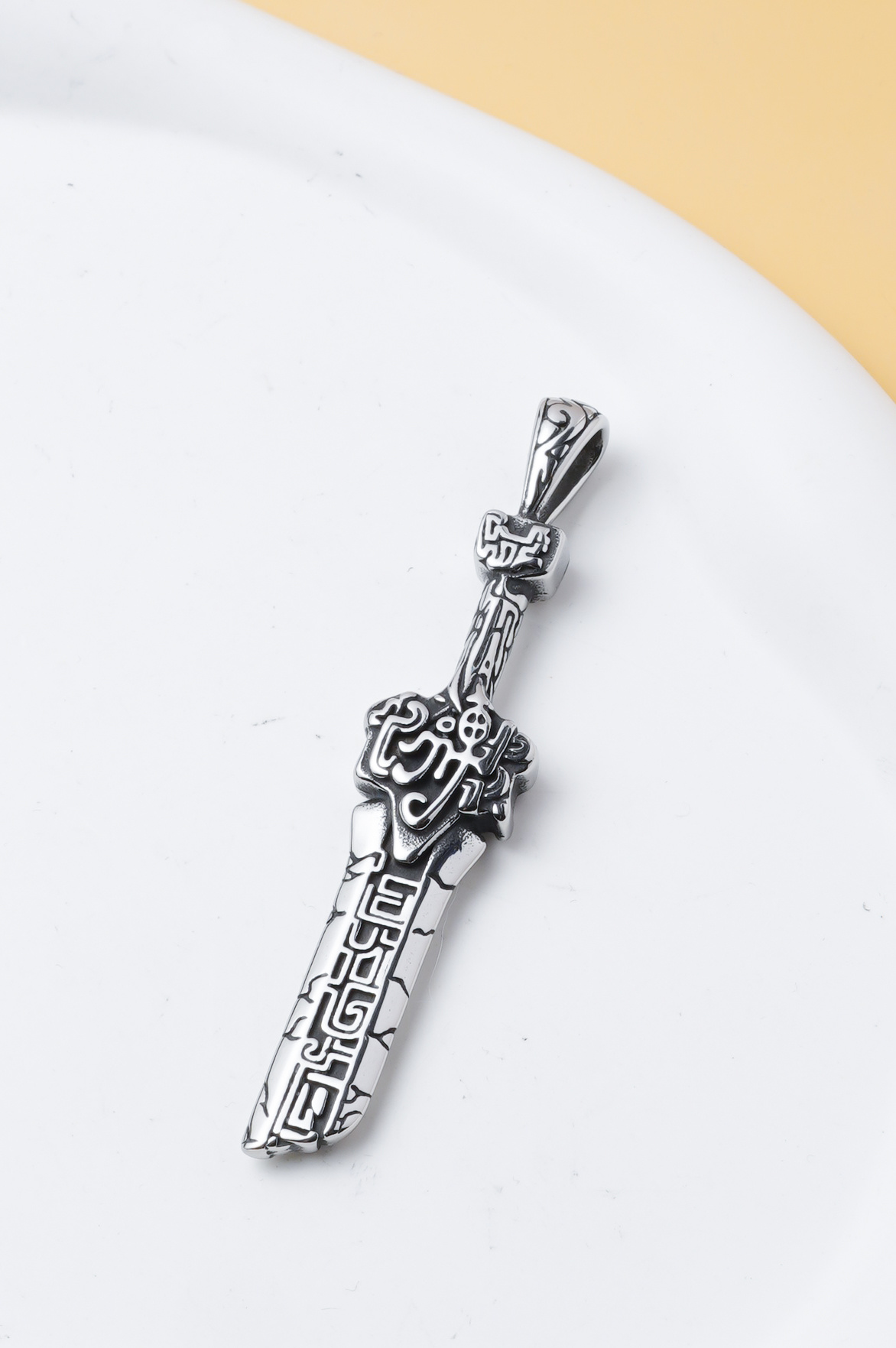 Wholesaler Ceramik - Men's stainless steel sword pendant – stylish warrior jewelry, engraved design, fantasy style, WITHOUT chain