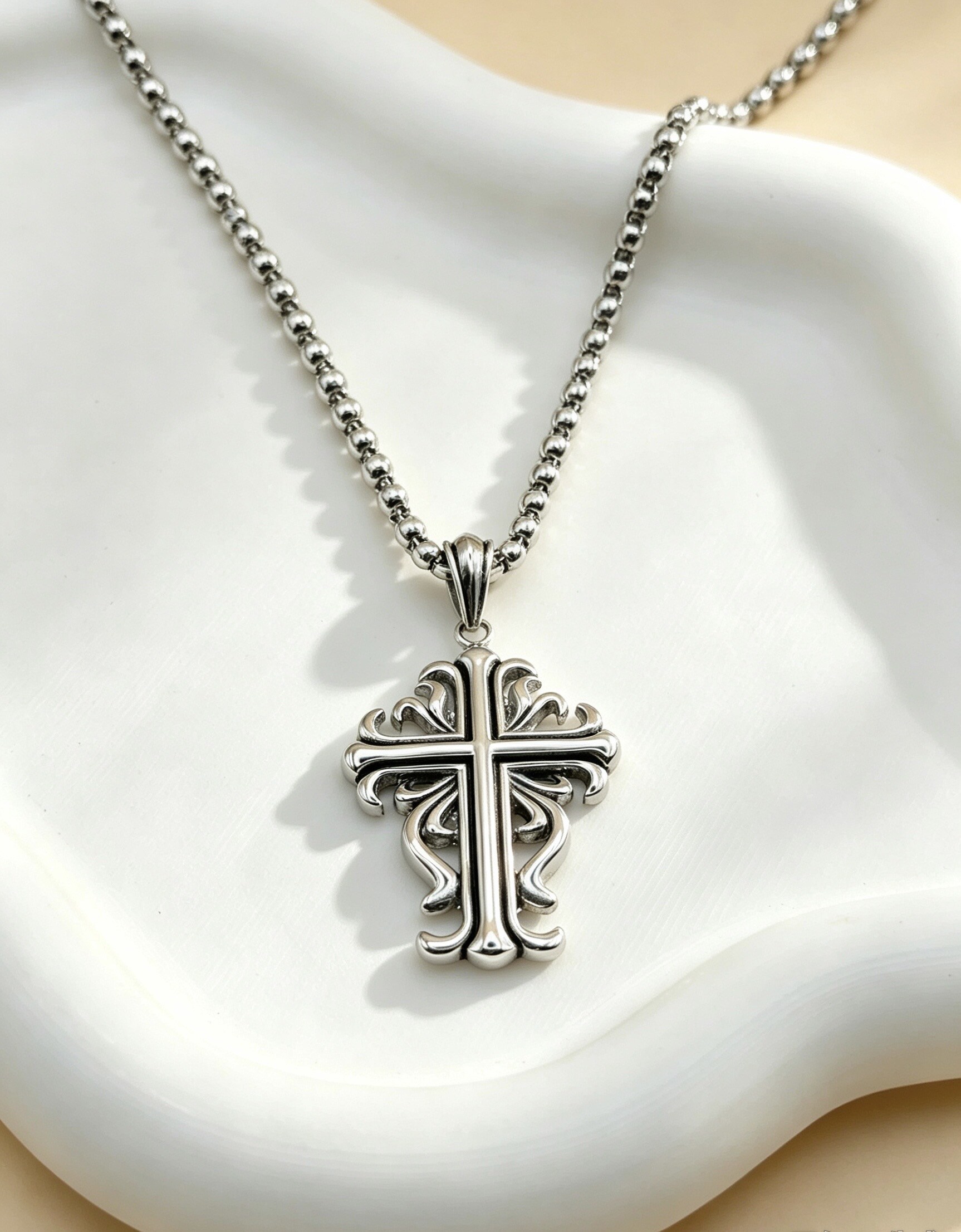 Grossiste Ceramik - Pendentif Acier Inoxydable Croix Style Baroque / Gothique (Taille Unique)