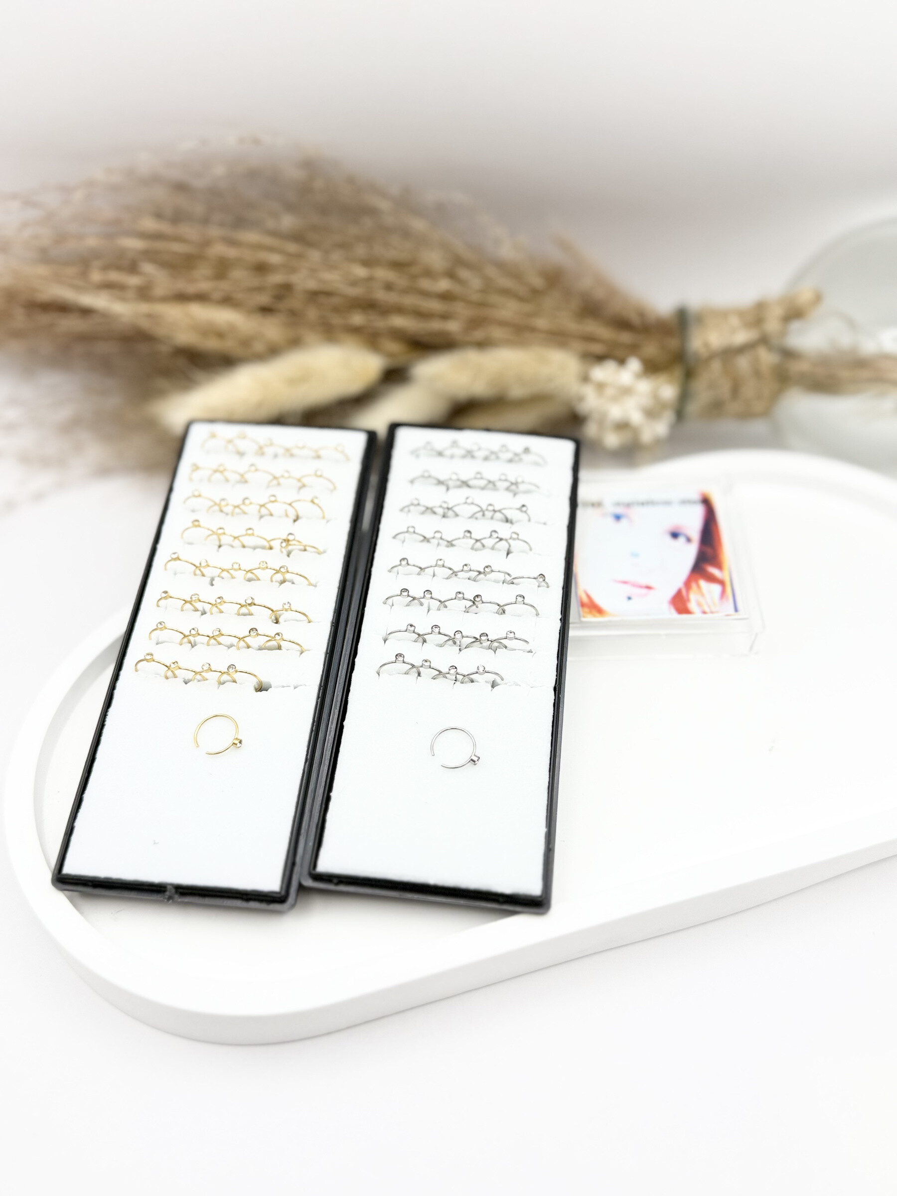 Grossiste Ceramik - Boîte de 40 Piercings de Nez Acier Inoxydable, anneau 9mm