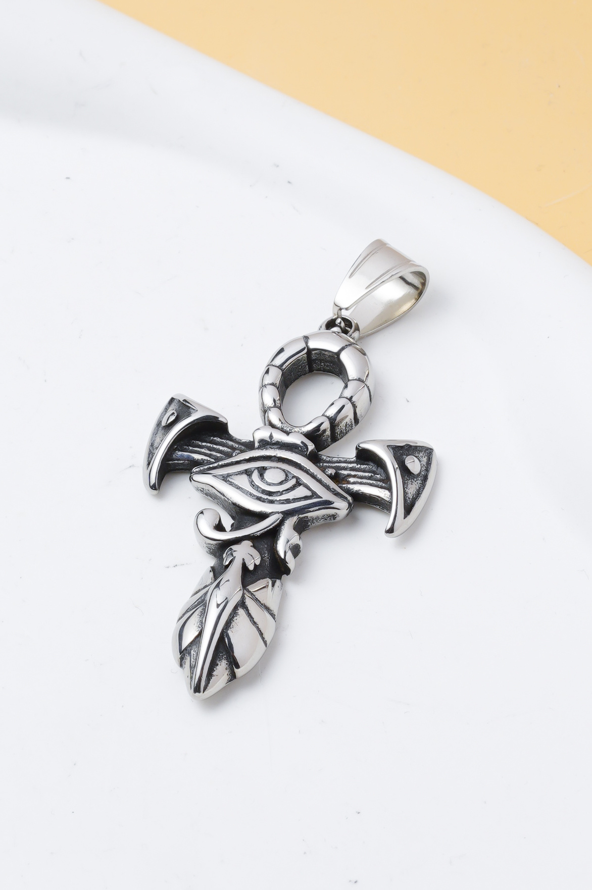 Wholesaler Ceramik - Men's Eye of Horus pendant in stainless steel – symbolic jewelry, vintage style, WITHOUT chain