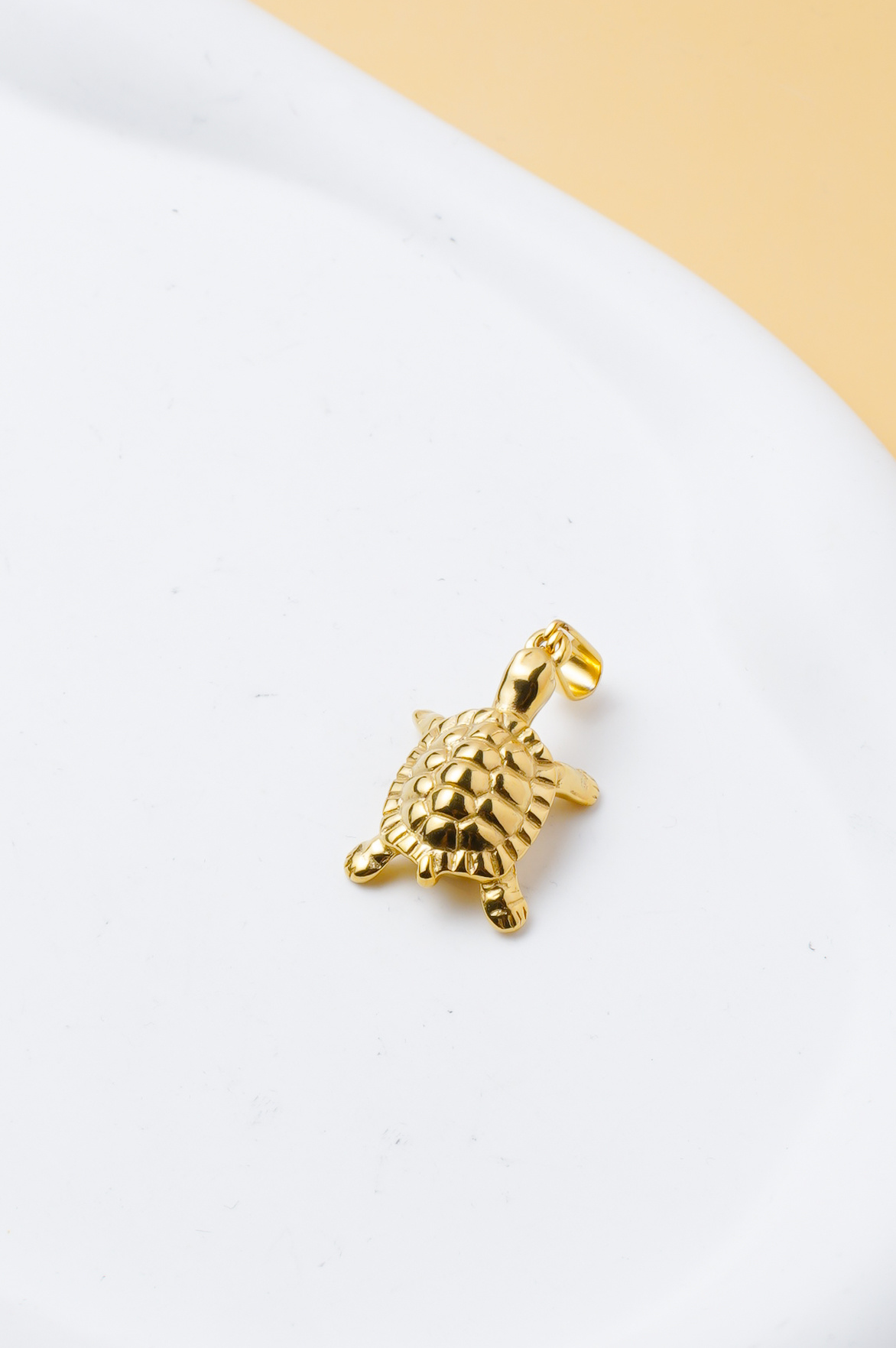 Wholesaler Ceramik - Men's golden turtle pendant in stainless steel – symbolic animal jewelry, trendy style, WITHOUT chain