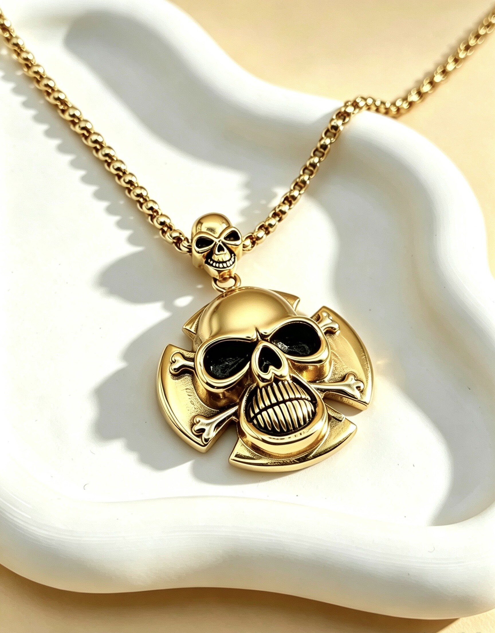 Grossiste Ceramik - Pendentif Homme Acier Inoxydable Tête de Mort & Bélière Skull (Taille Unique)