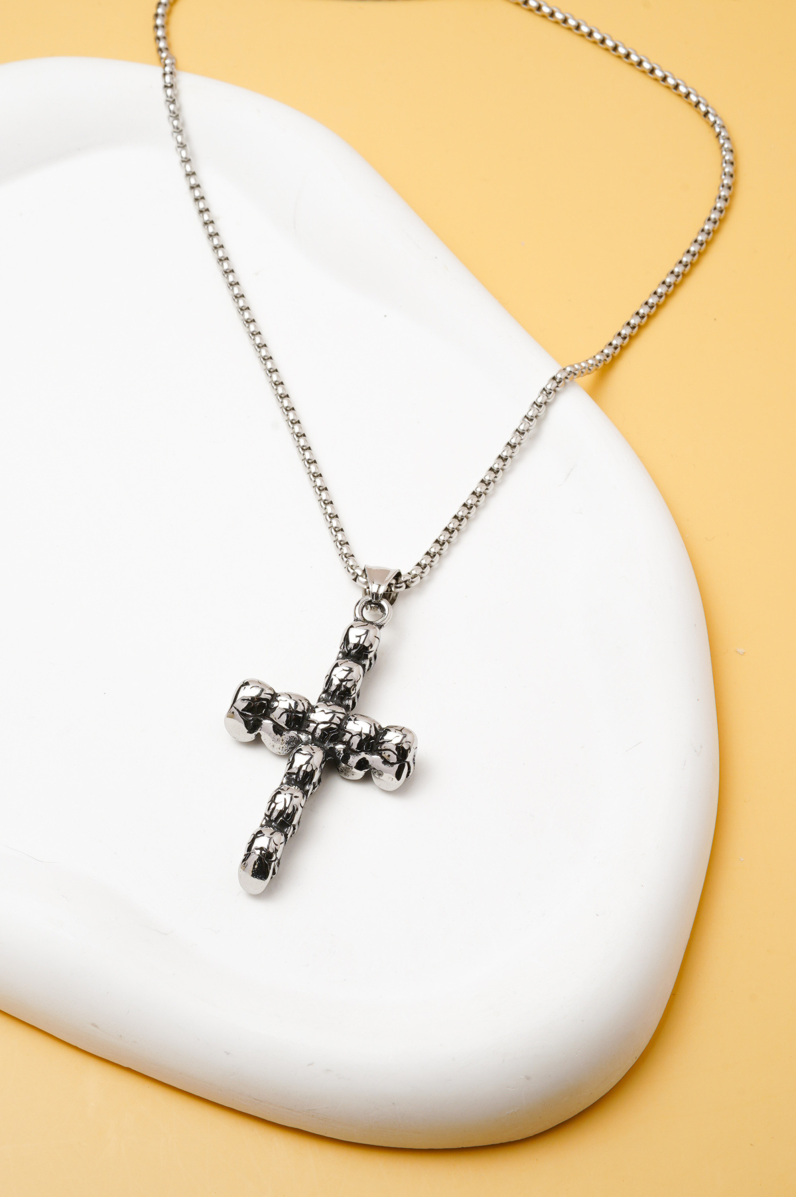 Großhändler Ceramik - Herren Anhänger Halskette Kreuz Totenkopf 58 cm silber – Edelstahl mit Kette