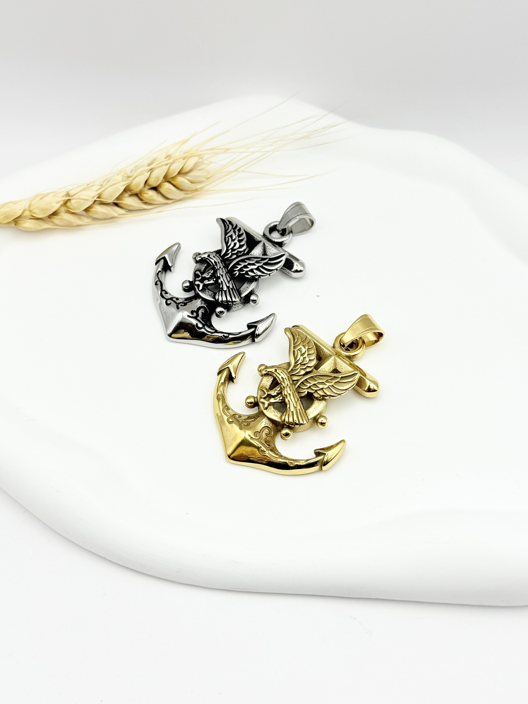 Wholesaler Ceramik - Anchor & Eagle Pendant Stainless Steel or Gold - US Navy Military Style