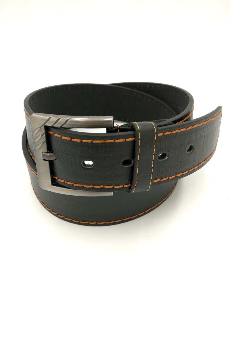 Großhändler Charmant - Breiter Gürtel 4 cm orangefarbene Fäden quadratische Schnalle