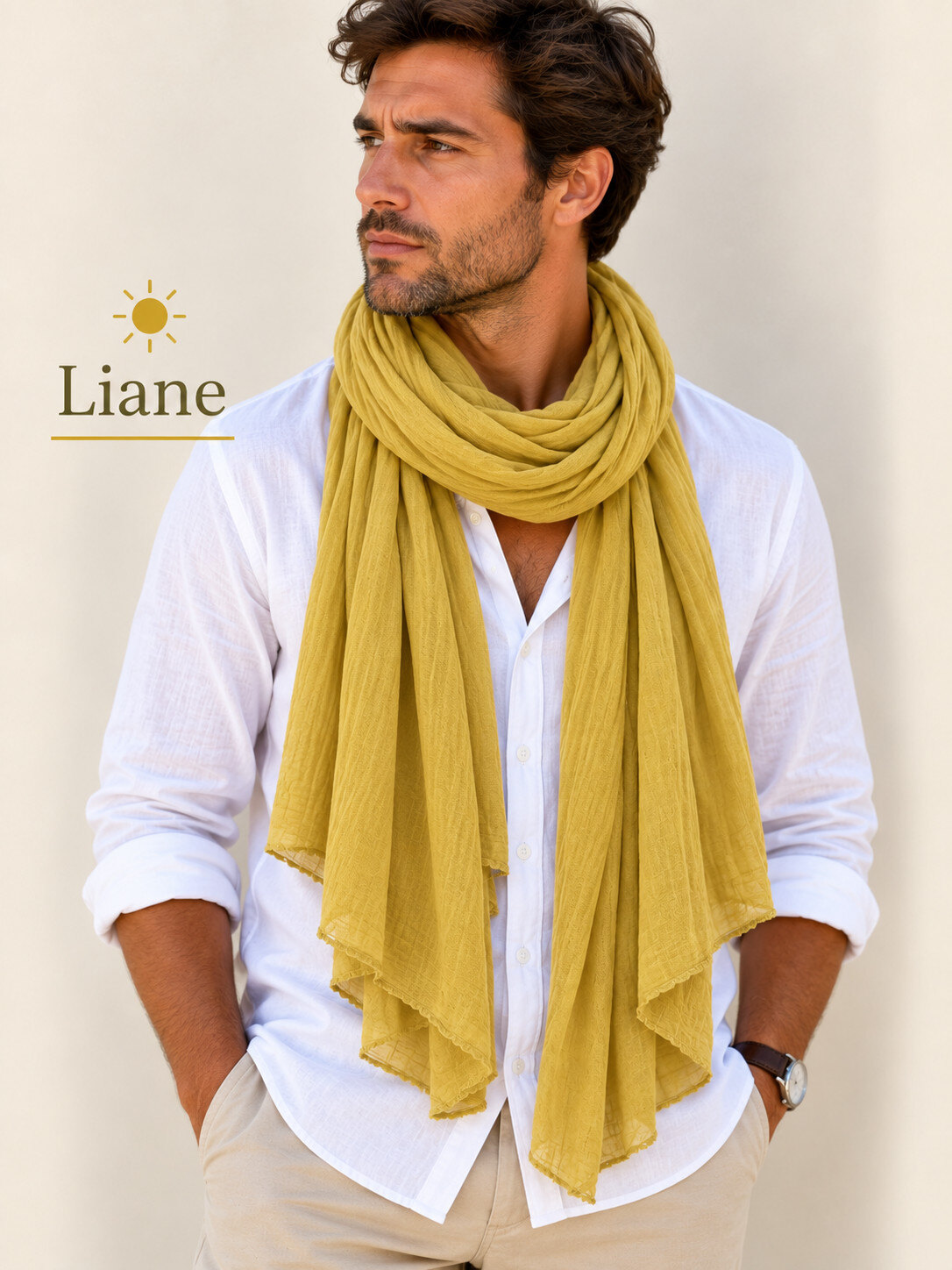 Grossiste Cowo-collection - Foulard unisexe- chèche uni - 100% coton naturel indien