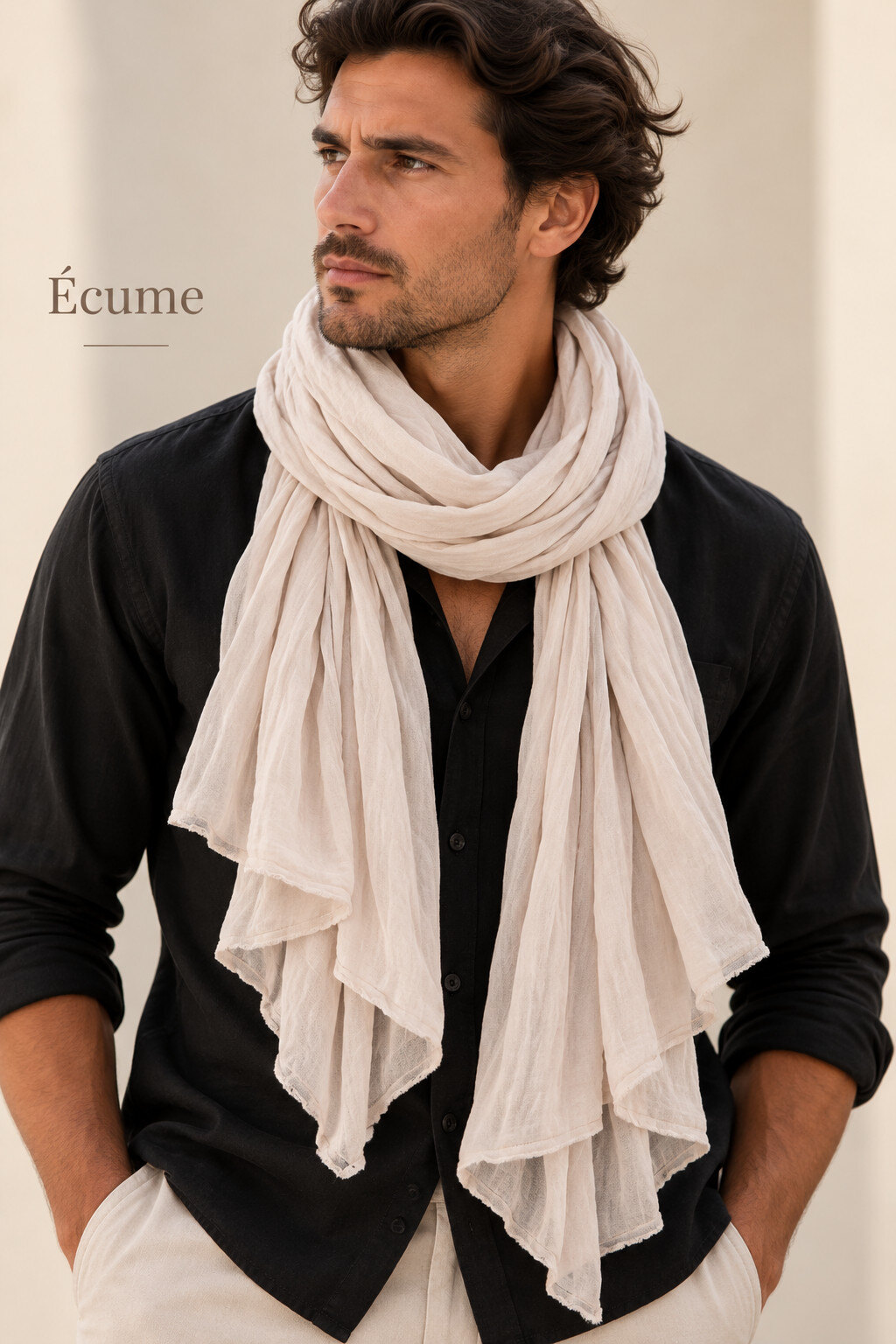 Grossiste Cowo-collection - Foulard unisexe- chèche uni - 100% coton naturel indien
