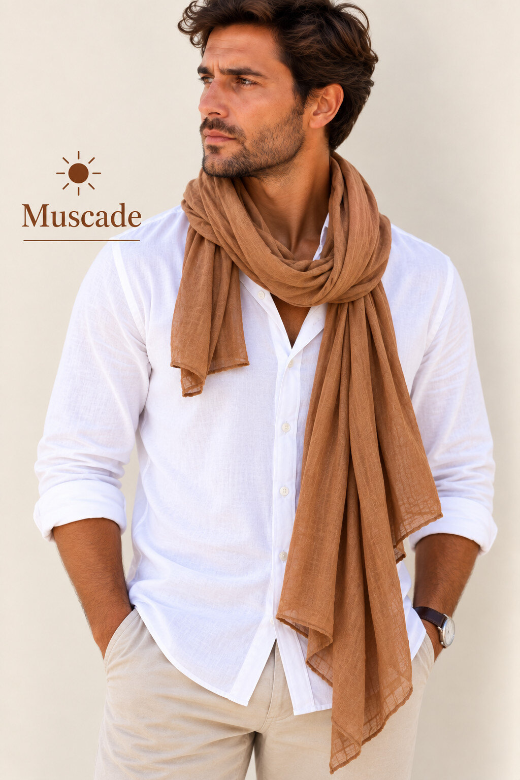 Grossiste Cowo-collection - Foulard unisexe- chèche uni - 100% coton naturel indien