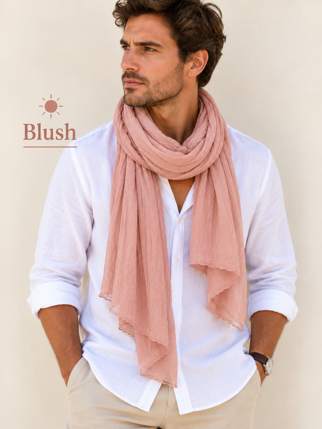 Grossiste Cowo-collection - Foulard unisexe- chèche uni - 100% coton naturel indien