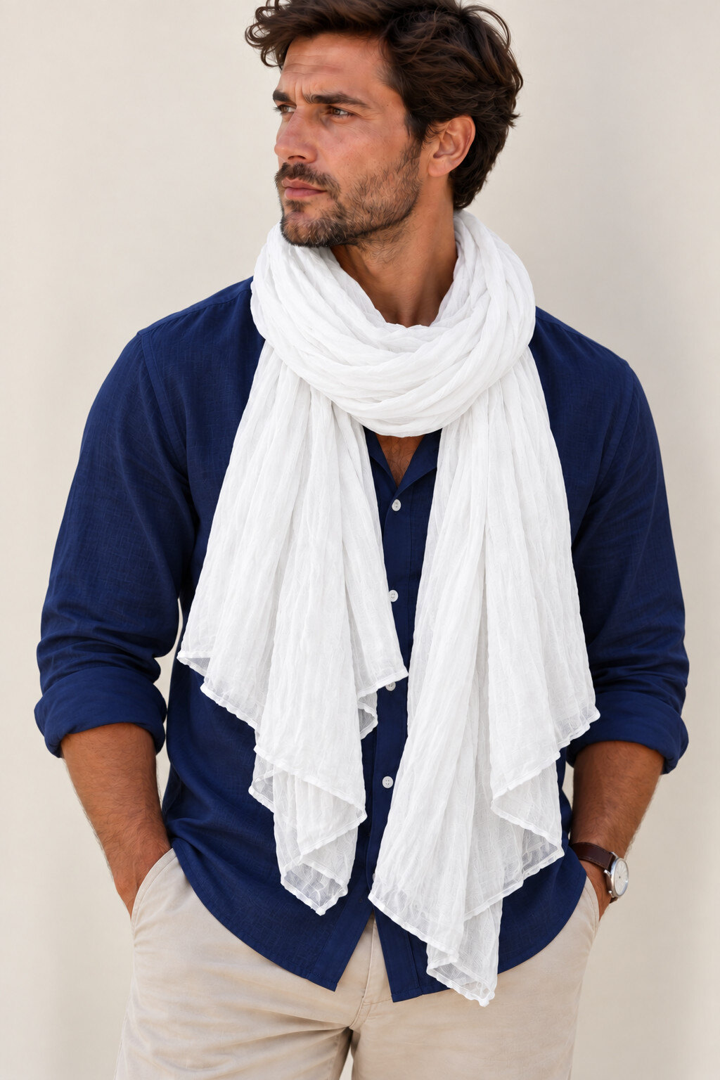 Grossiste Cowo-collection - Foulard unisexe- chèche uni - 100% coton naturel indien