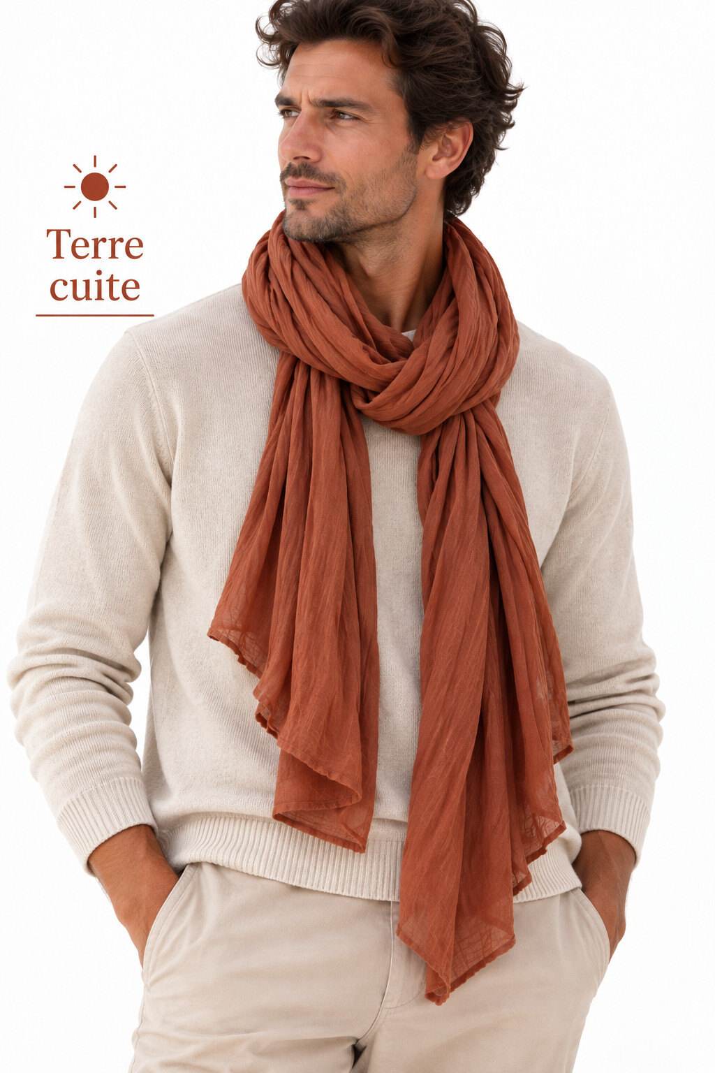 Grossiste Cowo-collection - Foulard unisexe- chèche uni - 100% coton naturel indien