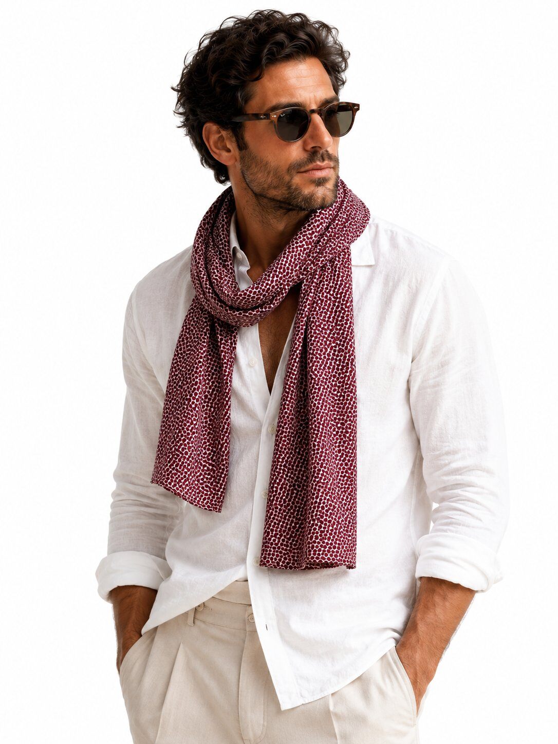 Grossiste Cowo-collection - Foulard micro motif 100% coton