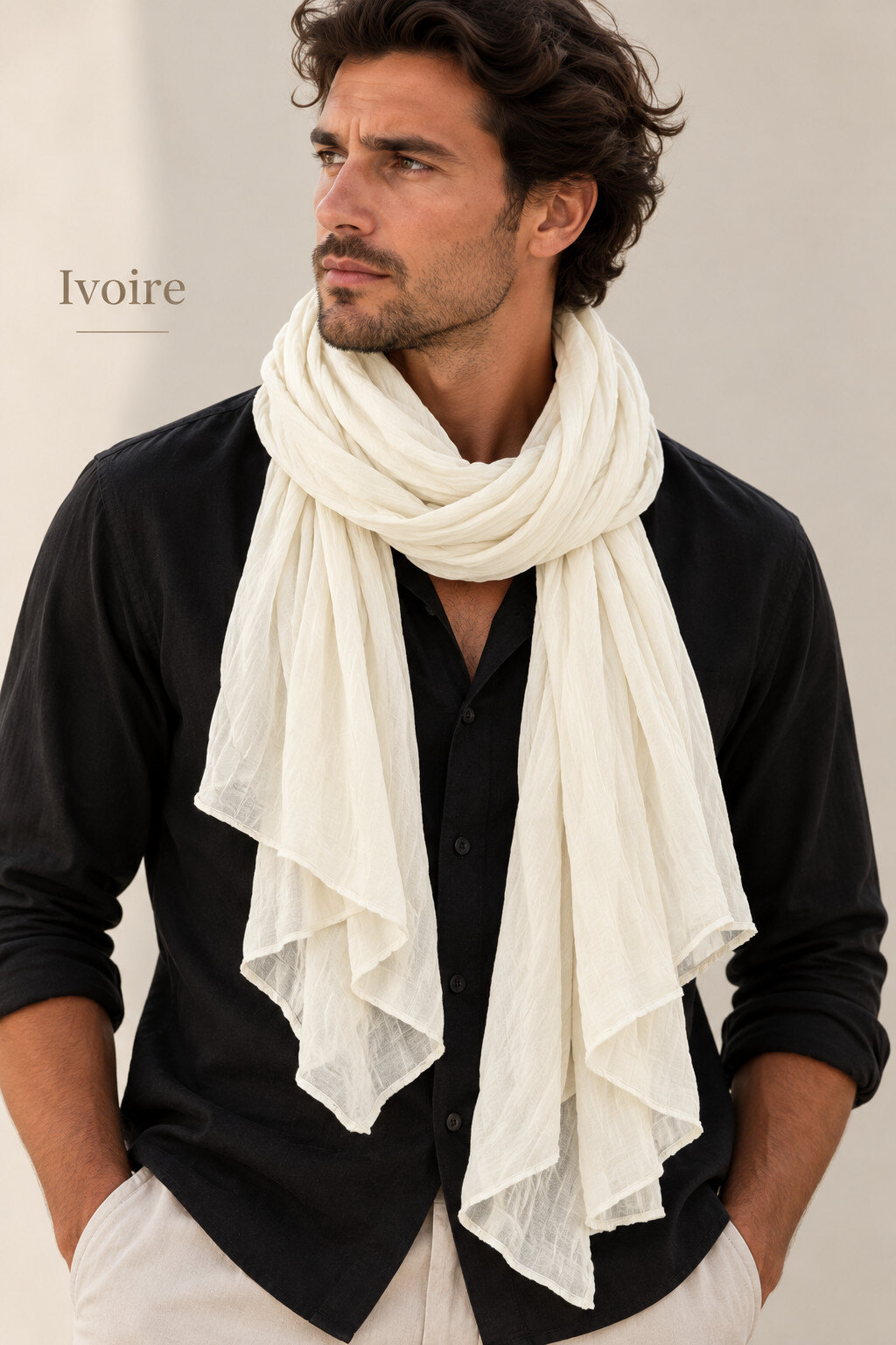 Grossiste Cowo-collection - Foulard unisexe- chèche uni - 100% coton naturel indien