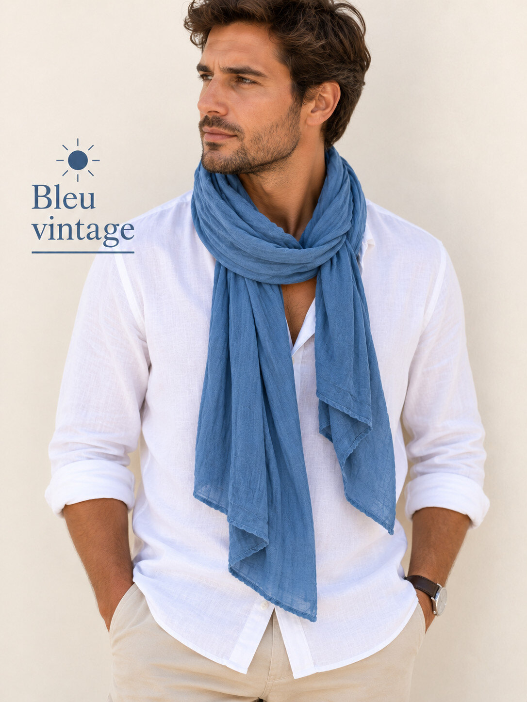 Grossiste Cowo-collection - Foulard unisexe- chèche uni - 100% coton naturel indien