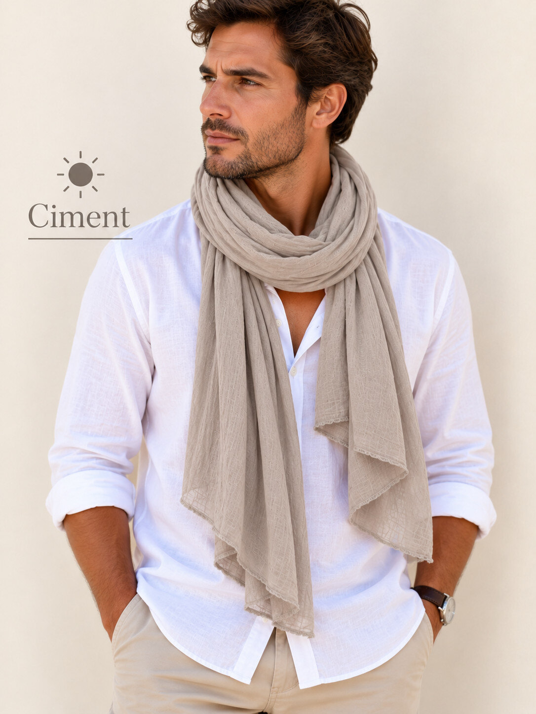 Grossiste Cowo-collection - Foulard unisexe- chèche uni - 100% coton naturel indien