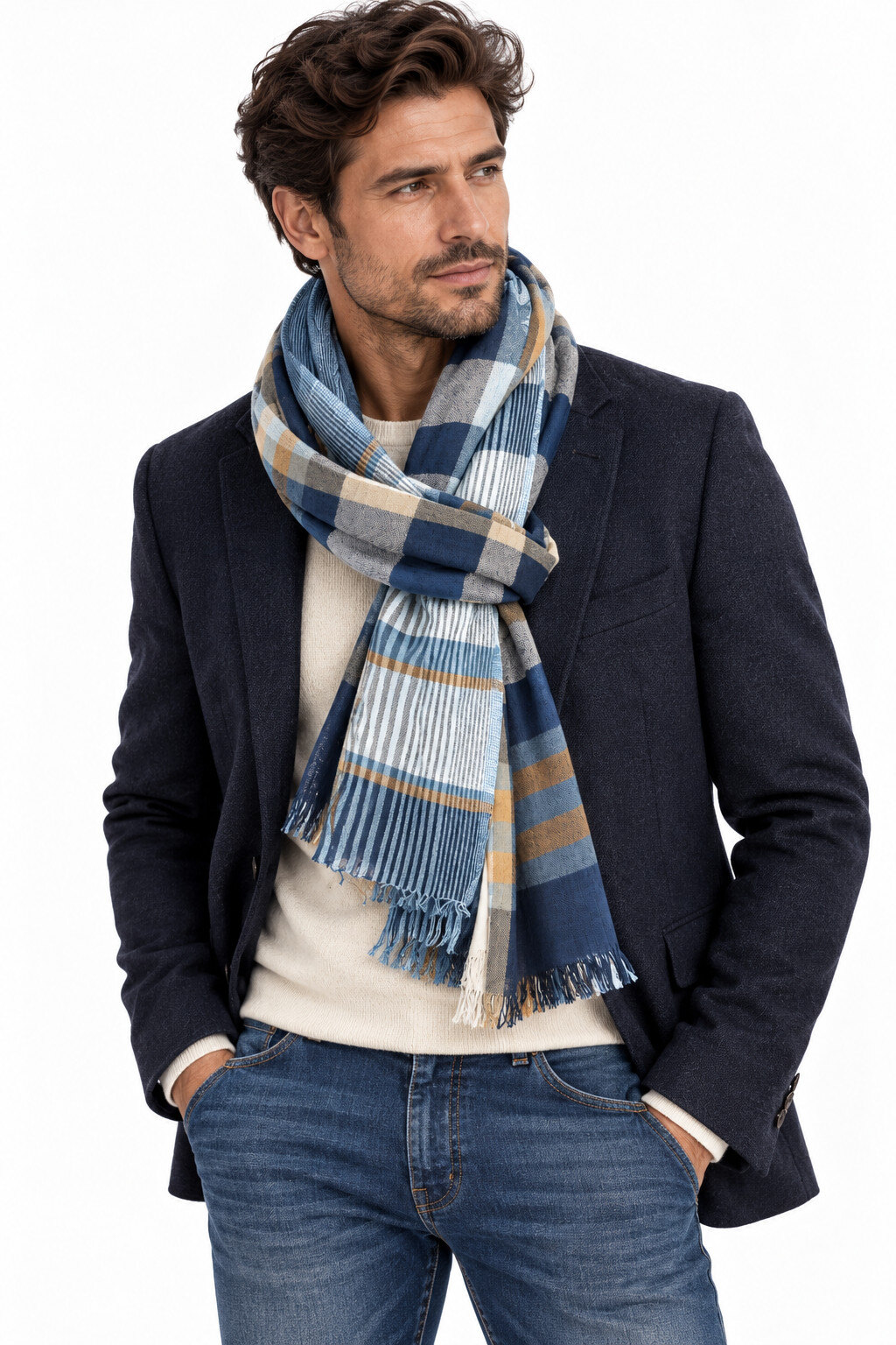 Grossiste Cowo-collection - Echarpe homme 100% coton tissé