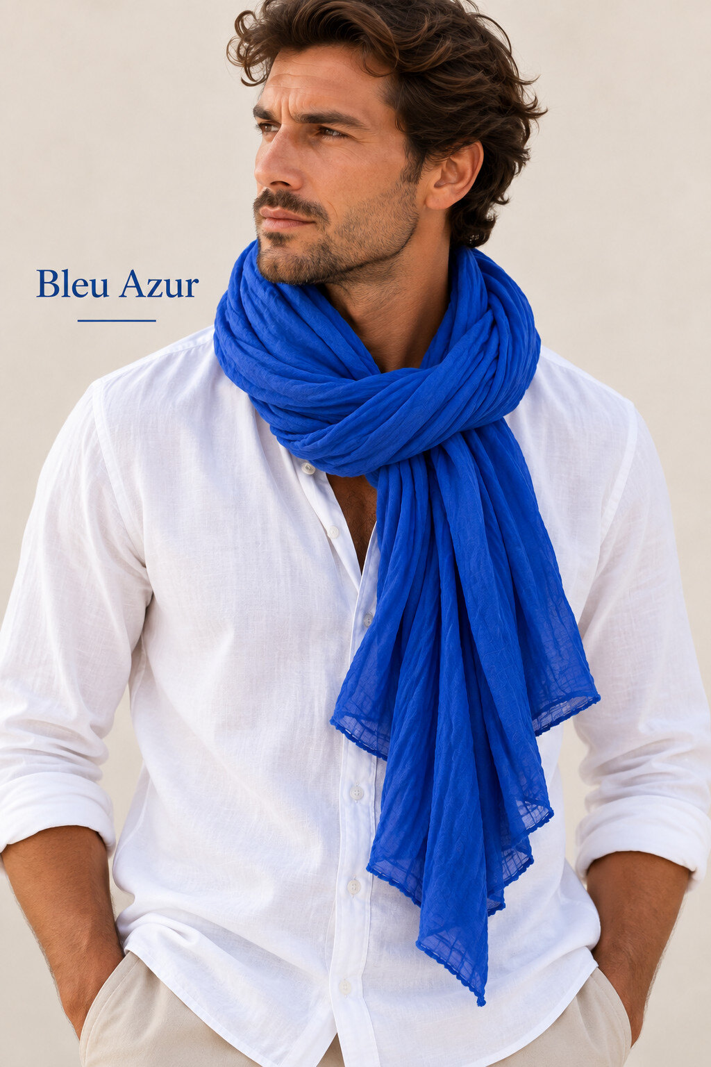 Grossiste Cowo-collection - Foulard unisexe- chèche uni - 100% coton naturel indien