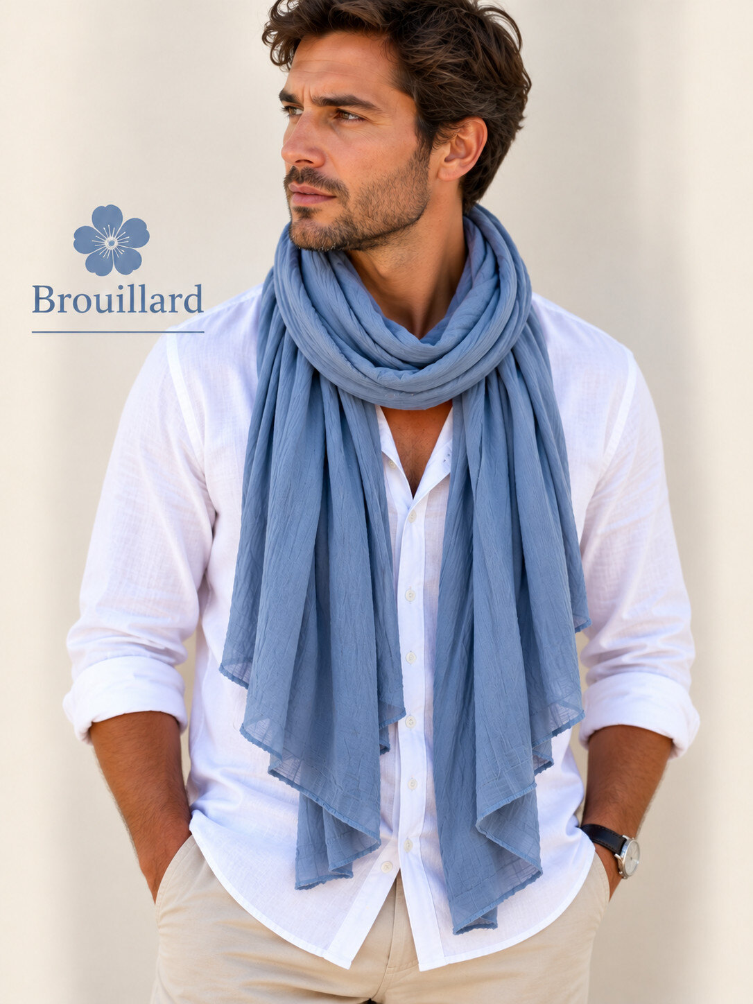 Grossiste Cowo-collection - Foulard unisexe- chèche uni - 100% coton naturel indien