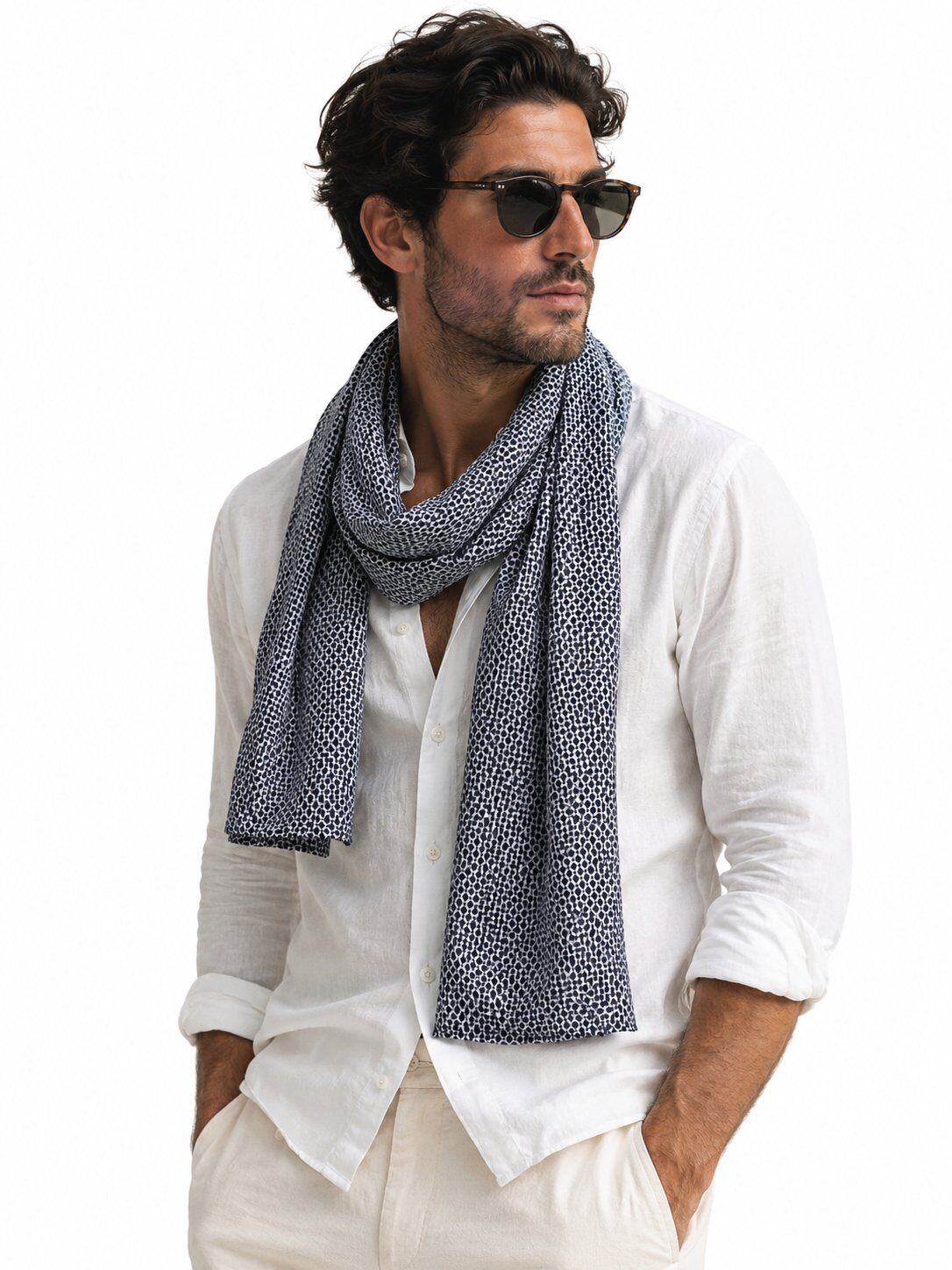 Grossiste Cowo-collection - Foulard micro motif 100% coton