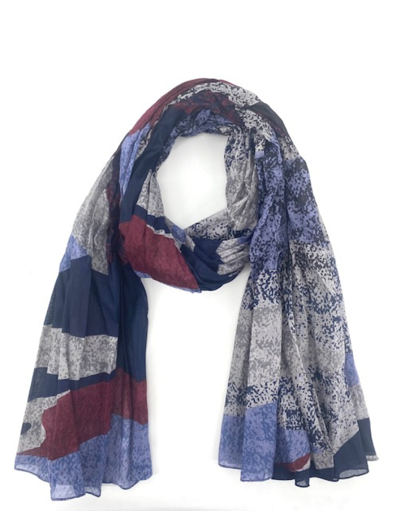 Grossiste Cowo-collection - Foulard cheche imprimée 100% Coton Indien- 100x180 cm