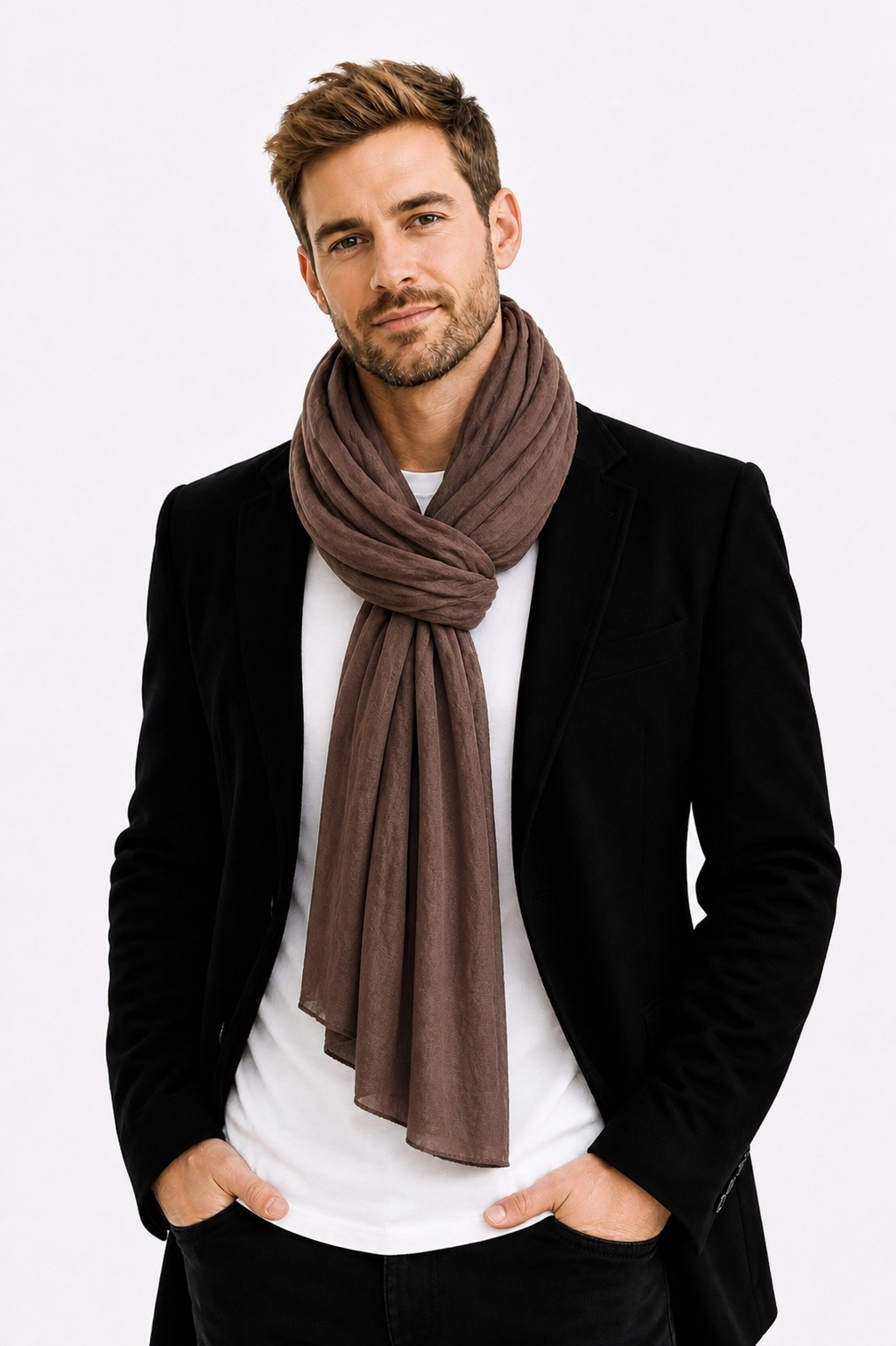 Mayorista Cowo-collection - Bufanda Chèche lisa para hombre 100% algodón indio