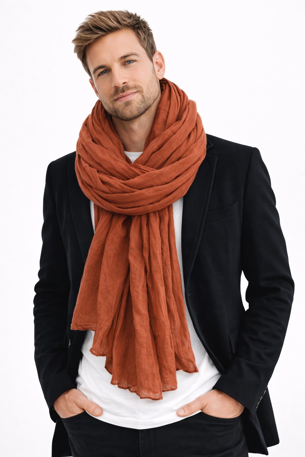 Mayorista Cowo-collection - Bufanda Chèche lisa para hombre 100% algodón indio