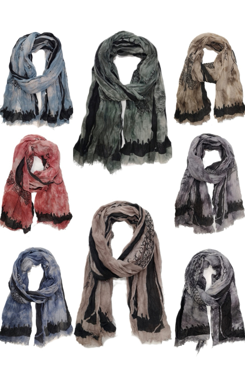 Wholesaler Da Fashion - Faded scarf for men/women mixed landscape/Paris pattern