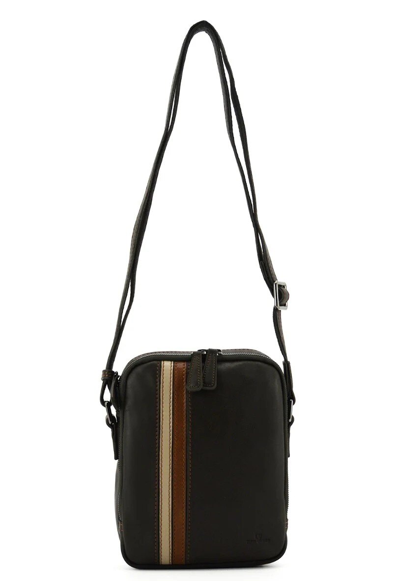 Grossiste DAVID WILLIAM - Sac monobandoulière en cuir de vachette lisse - Roussère