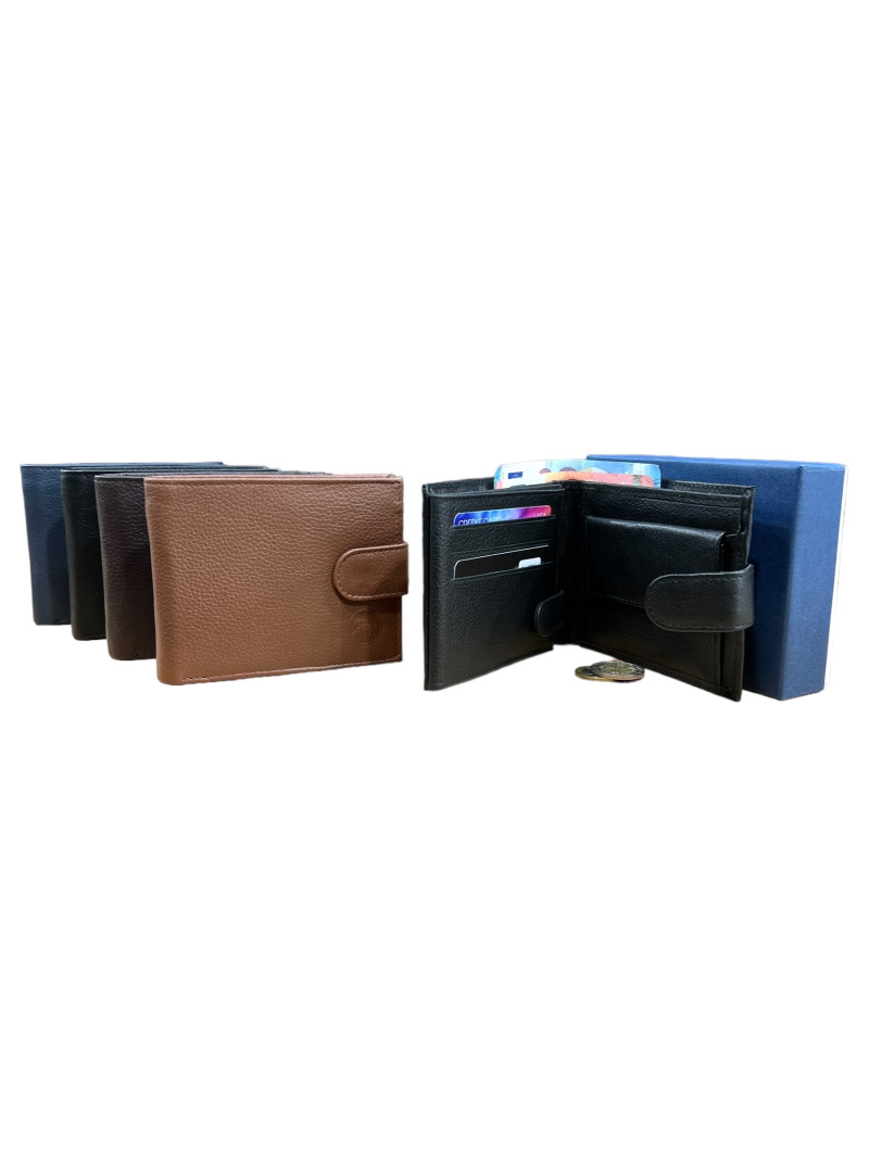 Grossiste DH DIFFUSION - Porte billets Porte cartes Homme RFID Protection 100% Cuir - Avec boite cadeau