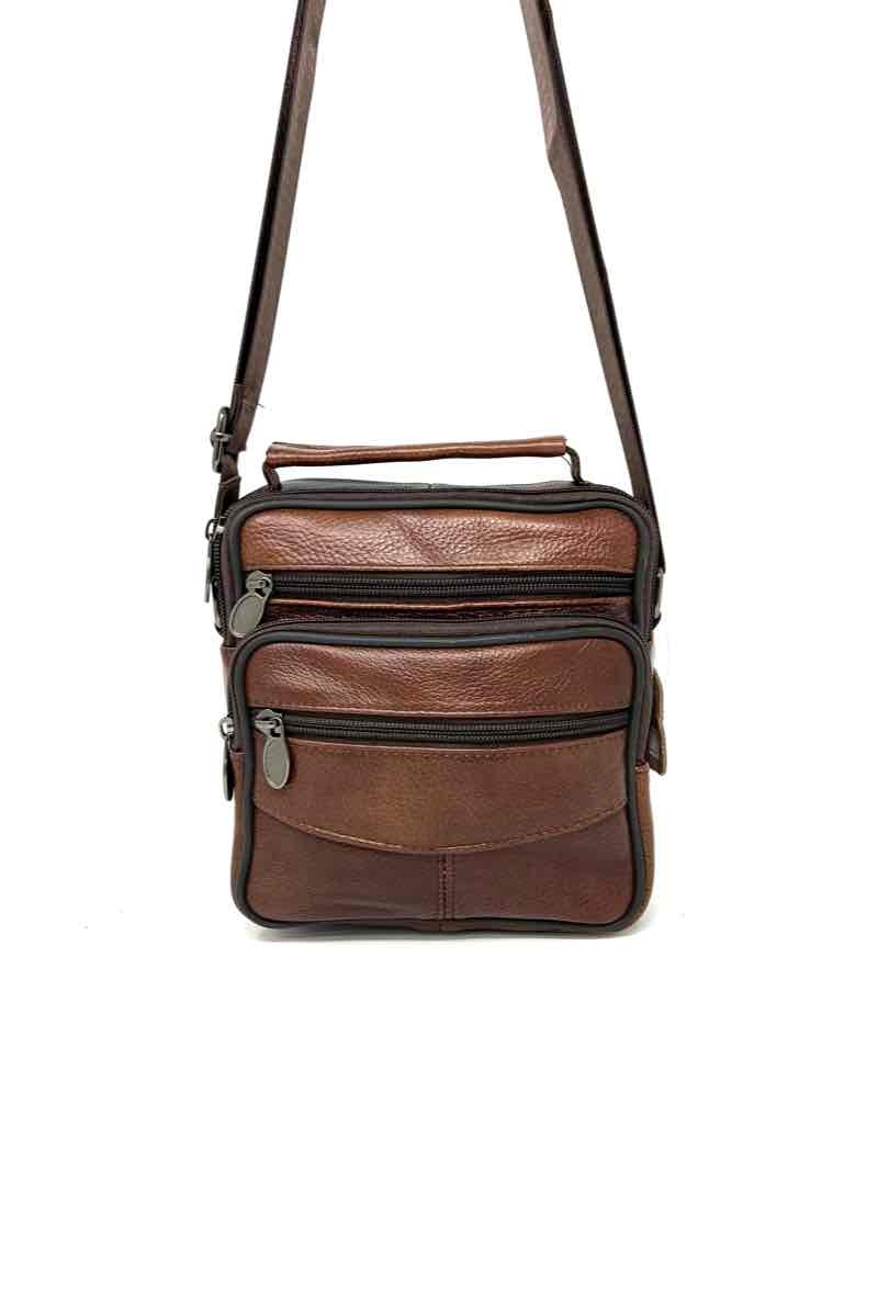 Wholesaler DH DIFFUSION - Leather bag Men - Waist bag - Multi zip - Business bags Crossbody - GENUINE LEATHER