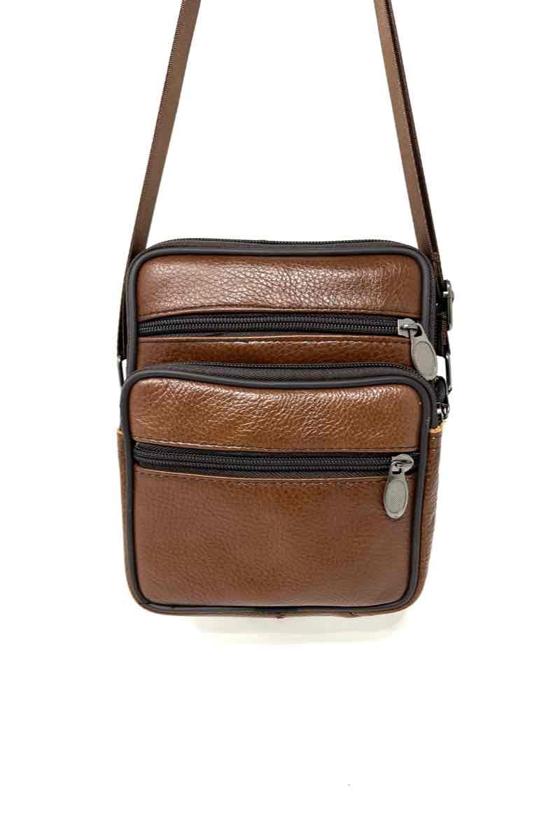 Wholesaler DH DIFFUSION - Leather bag Men - Waist bag - Multi zip - Business bags Crossbody - GENUINE LEATHER