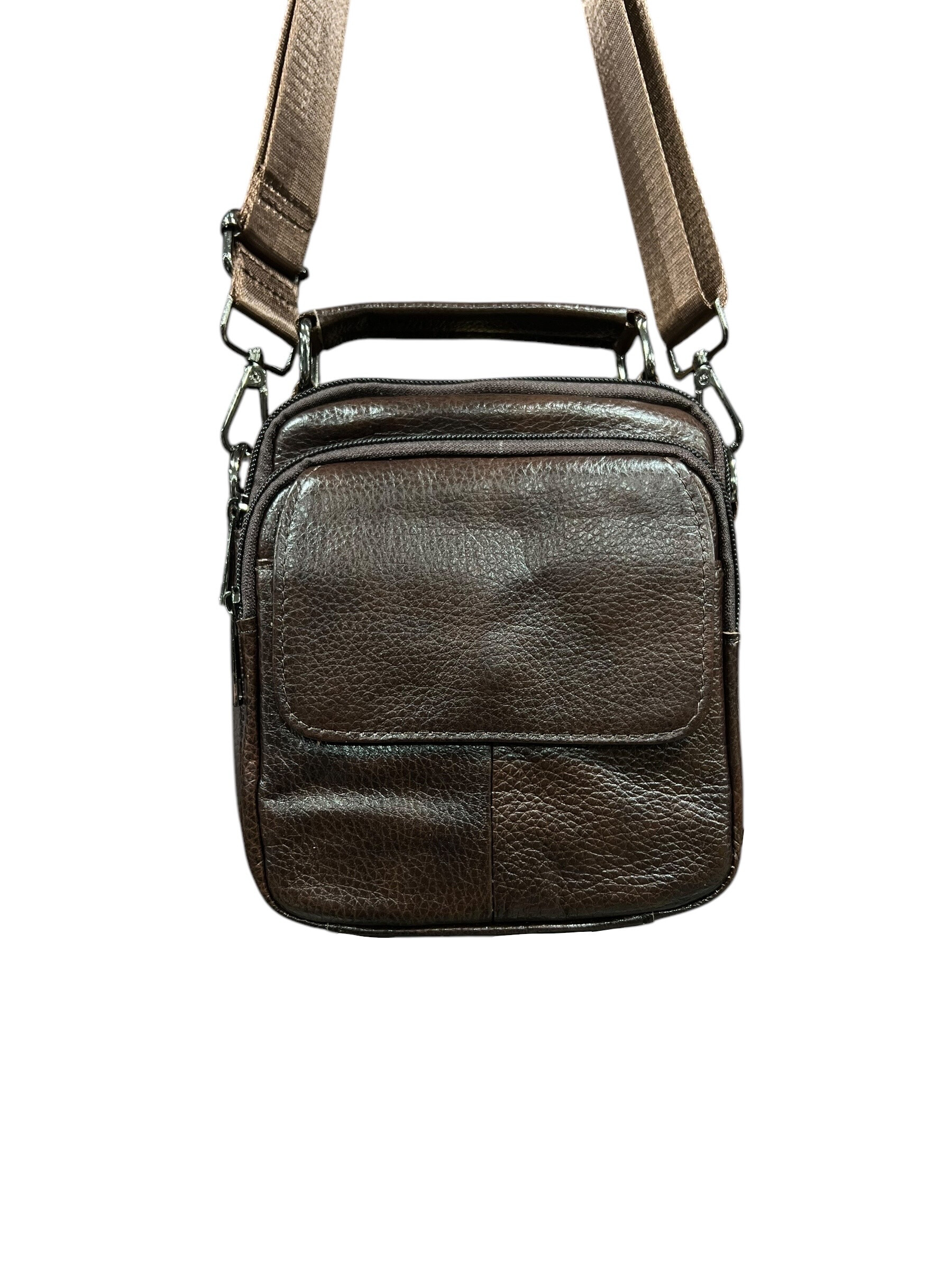 Wholesaler DH DIFFUSION - Leather bag Men - Waist bag - Multi zip - Business bags Crossbody - GENUINE LEATHER