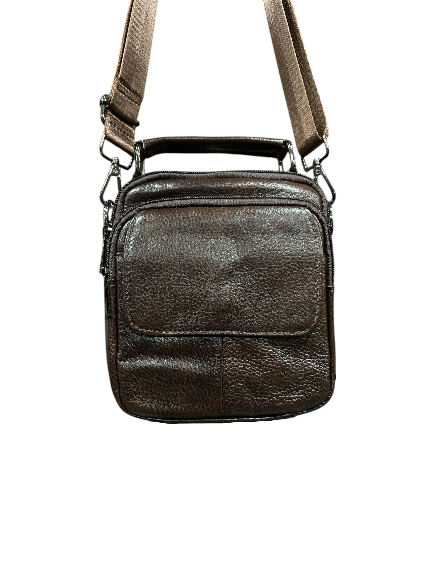 Wholesaler DH DIFFUSION - Leather bag Men - Waist bag - Multi zip - Business bags Crossbody - GENUINE LEATHER