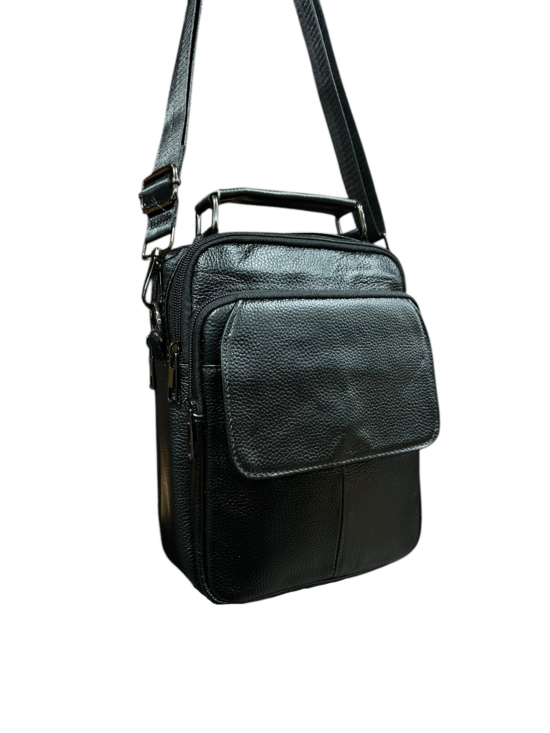 Wholesaler DH DIFFUSION - Leather bag Men - Waist bag - Multi zip - Business bags Crossbody - GENUINE LEATHER