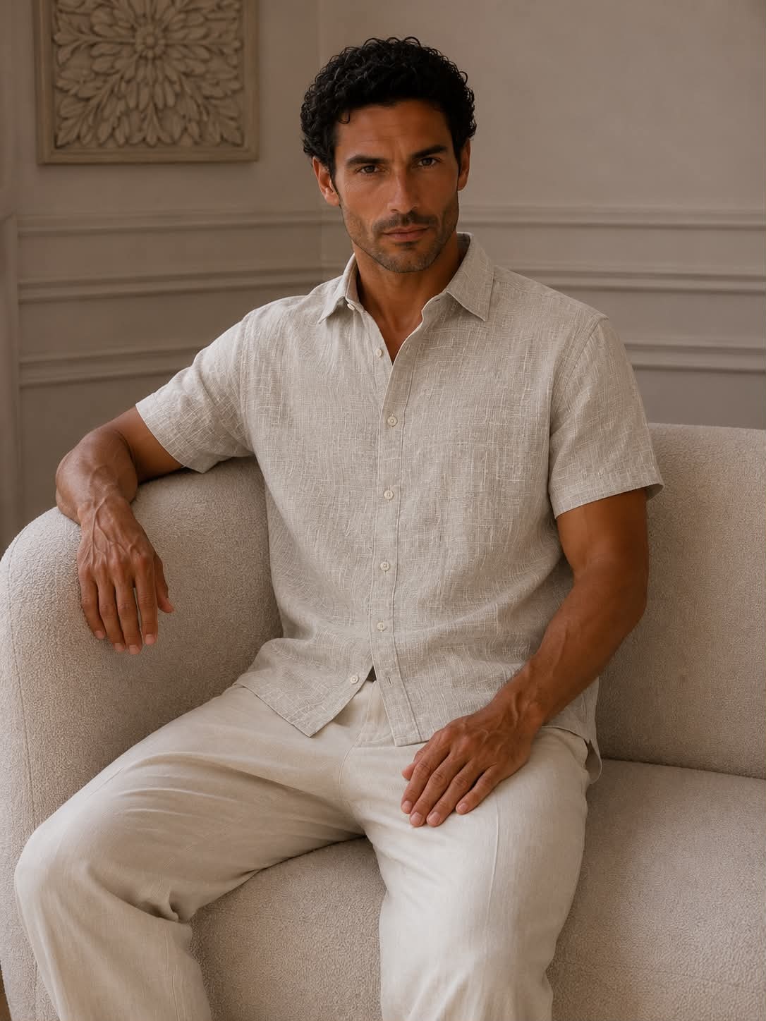 Wholesaler Forbest - Men's summer shirt in a cotton-linen blend