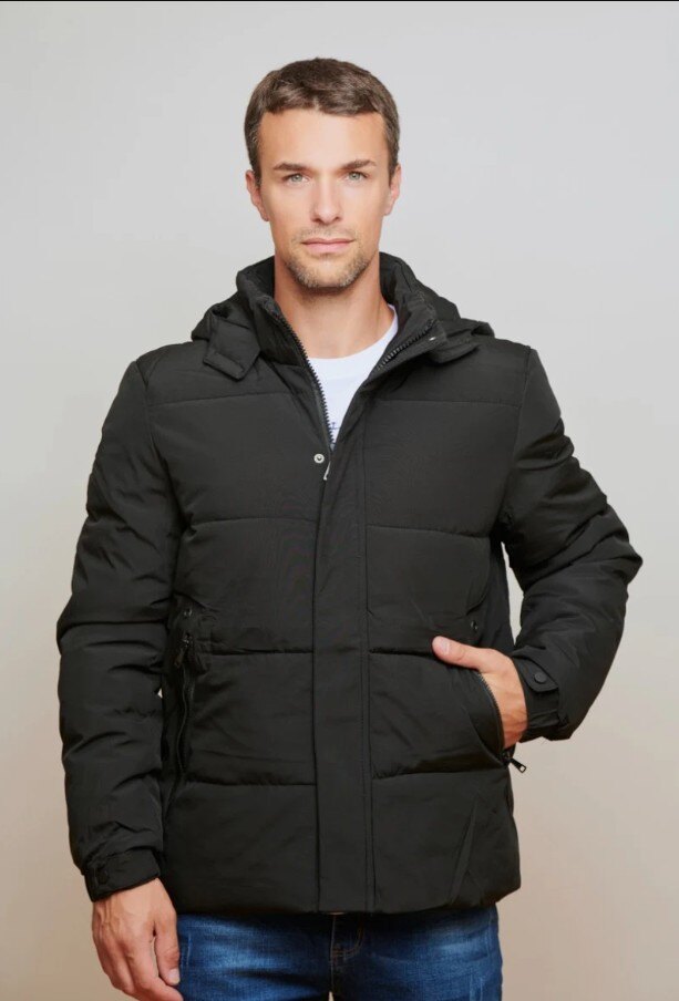 Wholesaler Forbest - Men's solid black puffer jacket