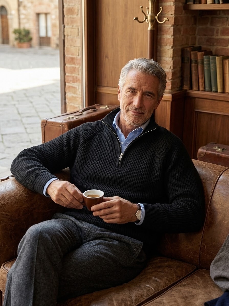 Großhändler Edisson Harry's London - Klassischer Strickpullover mit Halb-Reißverschluss