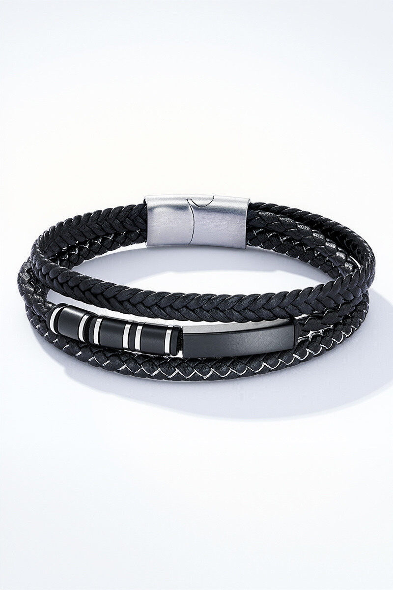 Grossista ÉLINE L'ATELIER - Bracciale in pelle e acciaio inossidabile