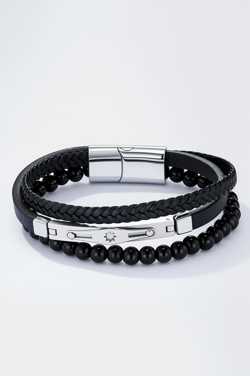 Mayorista ÉLINE L'ATELIER - Pulsera de cuero y acero inoxidable