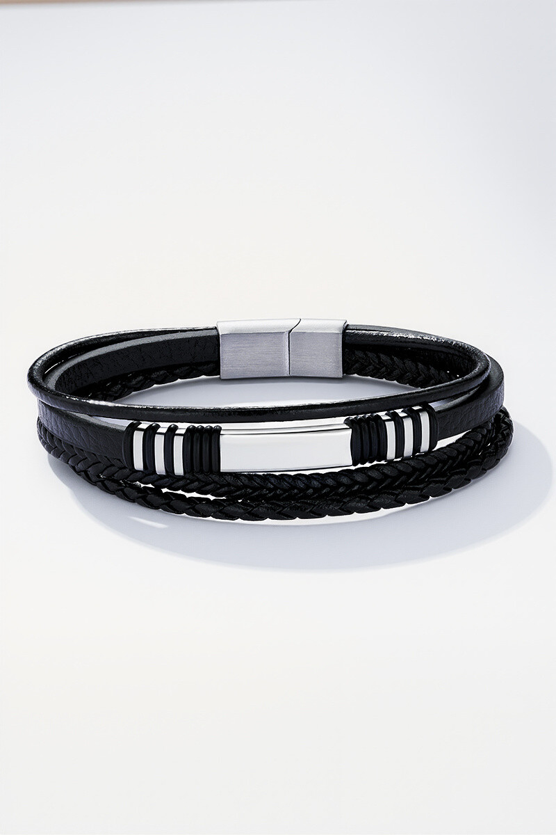 Grossista ÉLINE L'ATELIER - Bracciale in pelle e acciaio inossidabile