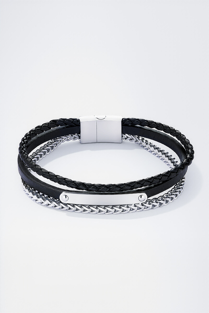 Grossista ÉLINE L'ATELIER - Bracciale in pelle e acciaio inossidabile